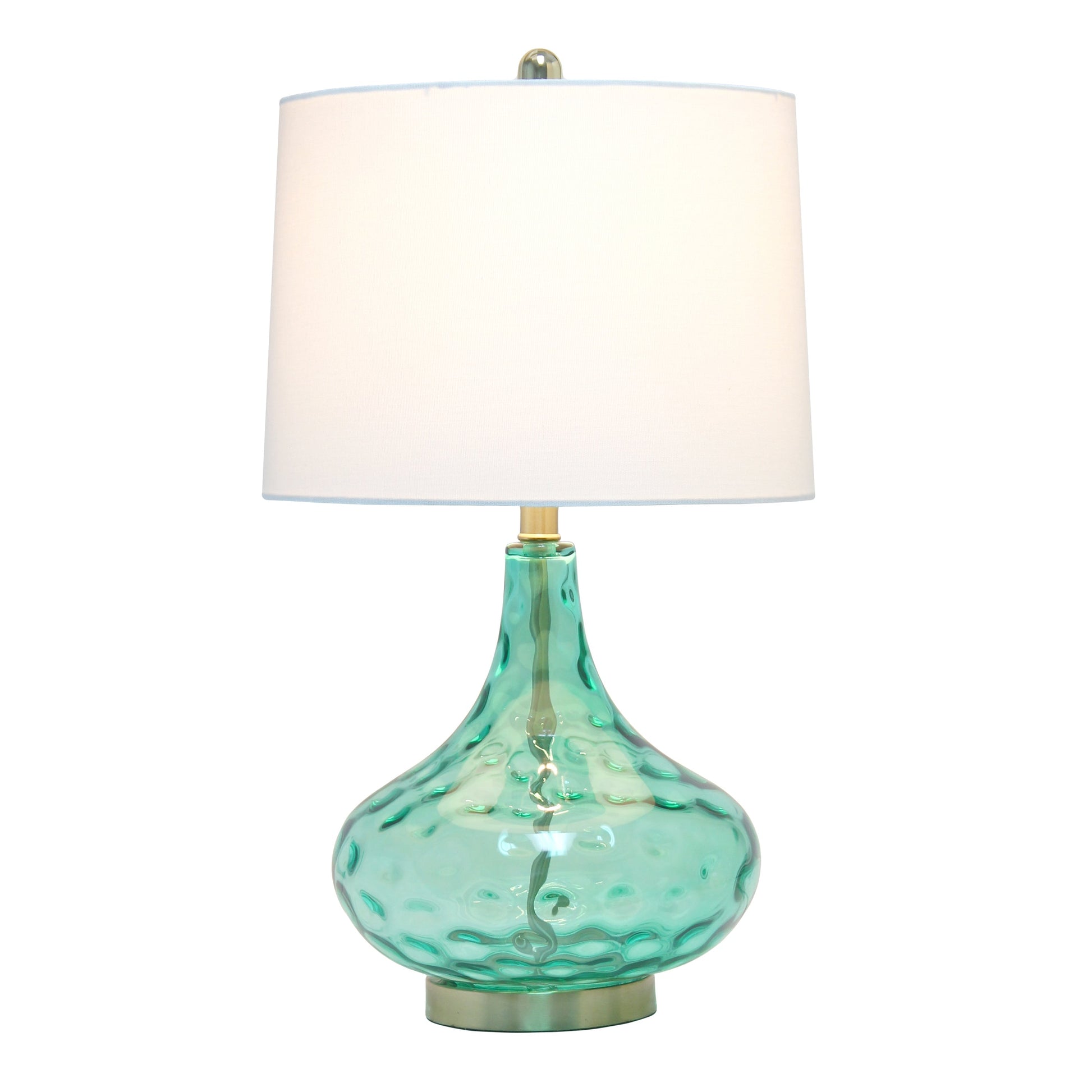 All The Rages Lalia Home 24" Seafoam Green Classix Contemporary Dimpled Colored Glass Table Lamp With White Linen Shade