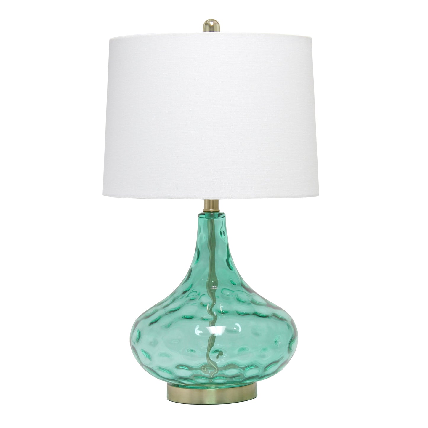 All The Rages Lalia Home 24" Seafoam Green Classix Contemporary Dimpled Colored Glass Table Lamp With White Linen Shade