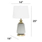 All The Rages Lalia Home 25" Gray Classic Fluted Ceramic & Metal Table Lamp With White Fabric Shade