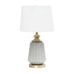 All The Rages Lalia Home 25" Gray Classic Fluted Ceramic & Metal Table Lamp With White Fabric Shade