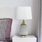 All The Rages Lalia Home 25" Gray Classic Fluted Ceramic & Metal Table Lamp With White Fabric Shade