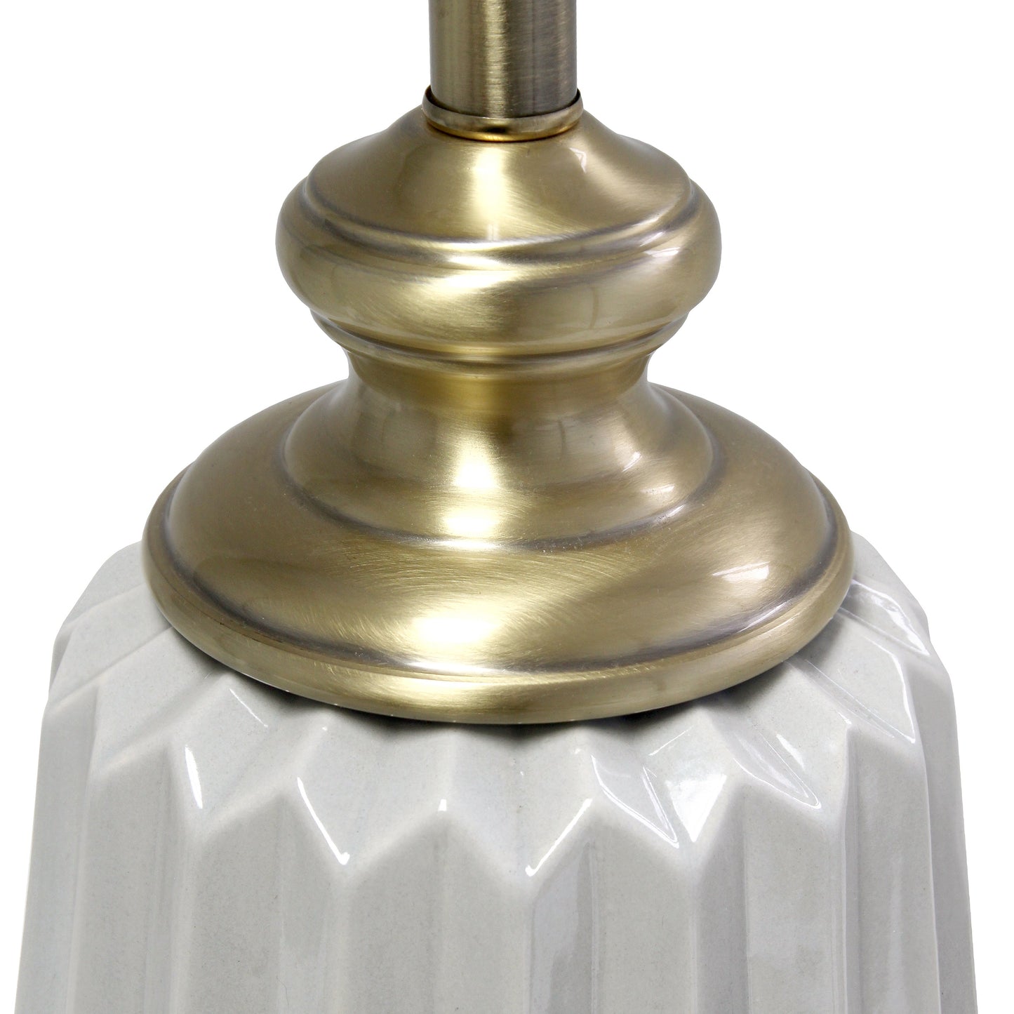 All The Rages Lalia Home 25" Gray Classic Fluted Ceramic & Metal Table Lamp With White Fabric Shade
