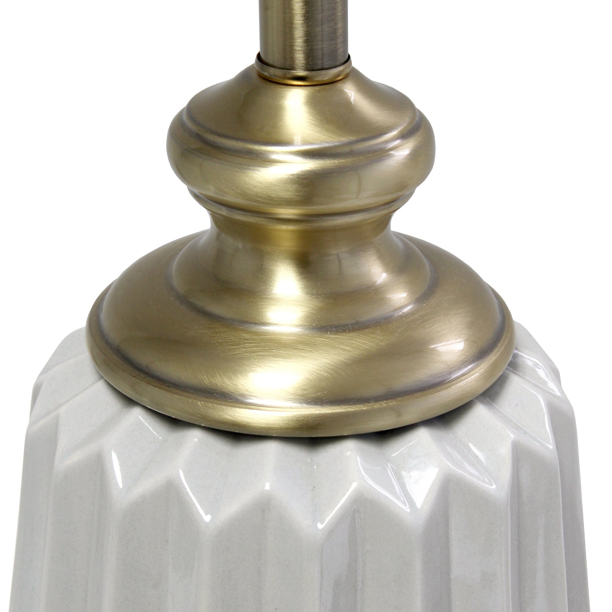 All The Rages Lalia Home 25" Gray Classic Fluted Ceramic & Metal Table Lamp With White Fabric Shade
