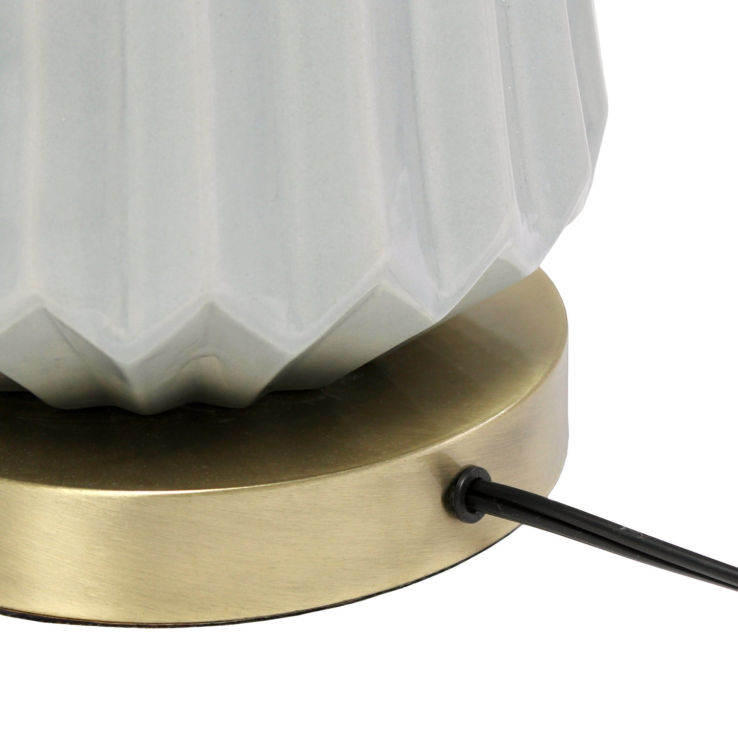 All The Rages Lalia Home 25" Gray Classic Fluted Ceramic & Metal Table Lamp With White Fabric Shade