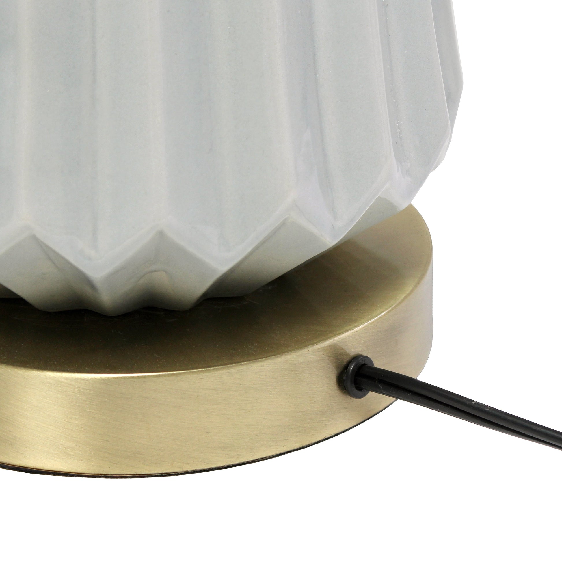 All The Rages Lalia Home 25" Gray Classic Fluted Ceramic & Metal Table Lamp With White Fabric Shade