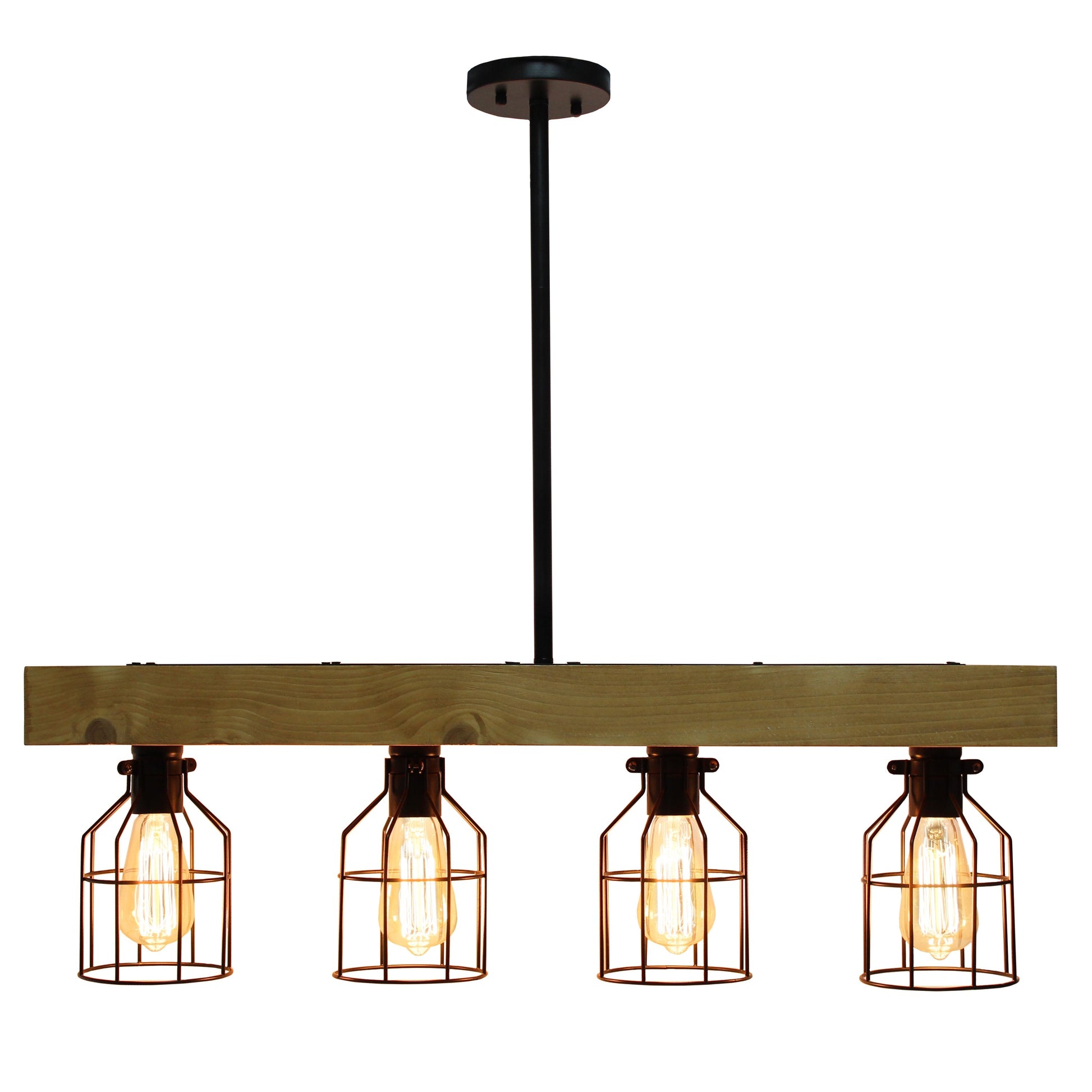 All The Rages Lalia Home 32" Light Wood 4-Light Farmhouse Beam Pendant Light