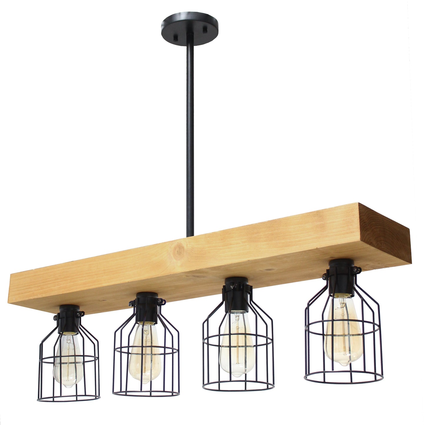 All The Rages Lalia Home 32" Light Wood 4-Light Farmhouse Beam Pendant Light