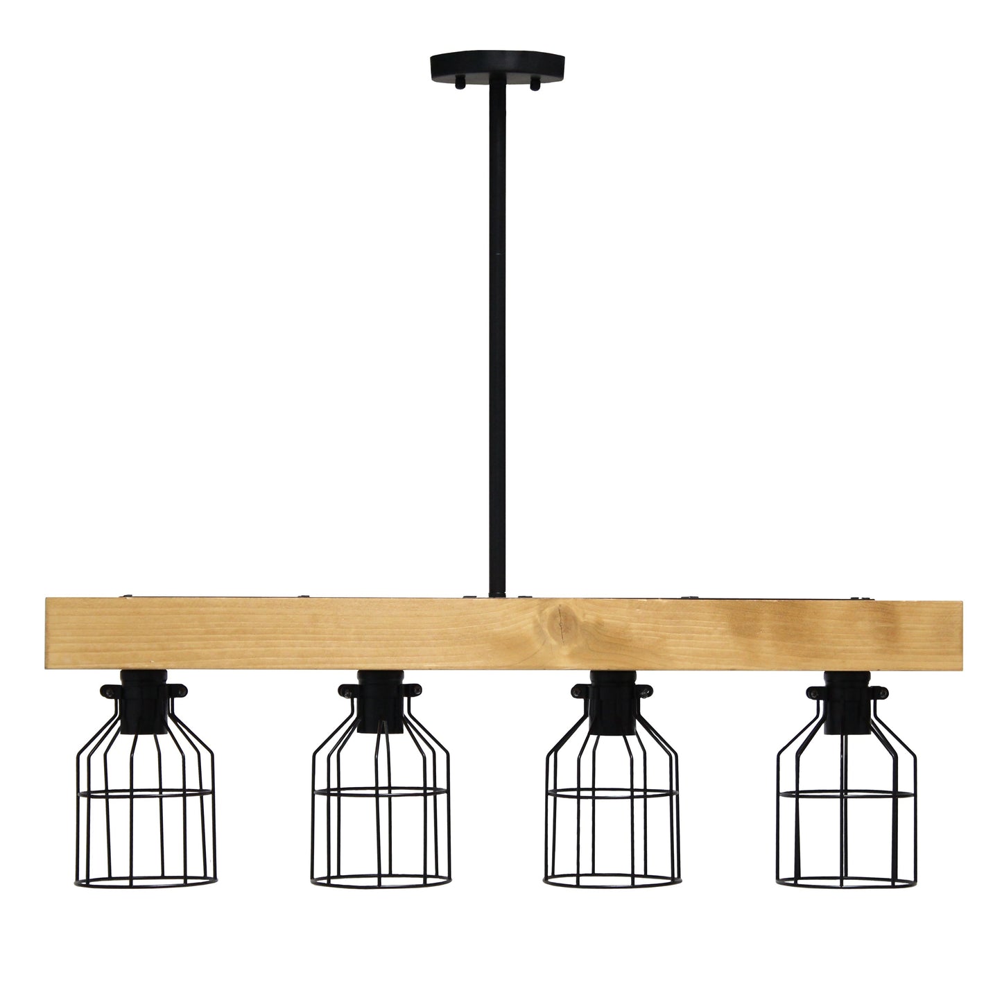All The Rages Lalia Home 32" Light Wood 4-Light Farmhouse Beam Pendant Light