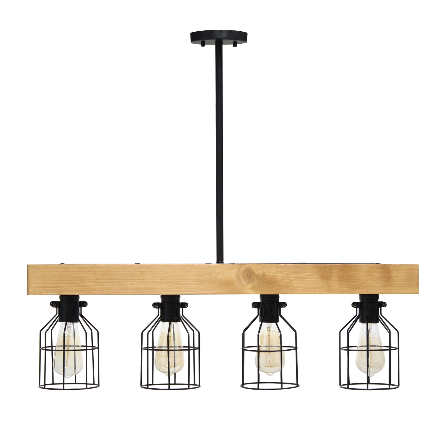 All The Rages Lalia Home 32" Light Wood 4-Light Farmhouse Beam Pendant Light