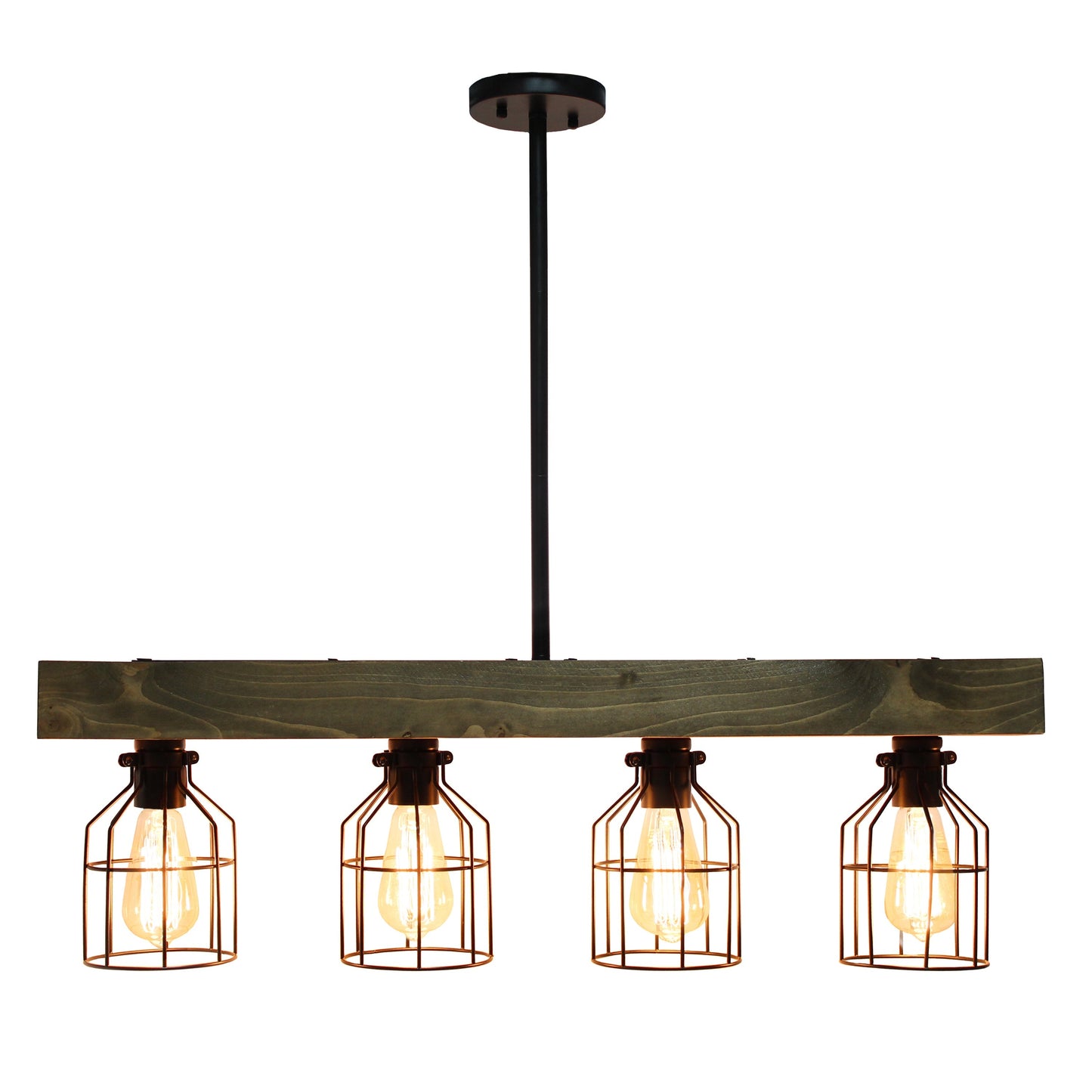All The Rages Lalia Home 32" Restored Wood 4-Light Farmhouse Beam Pendant Light