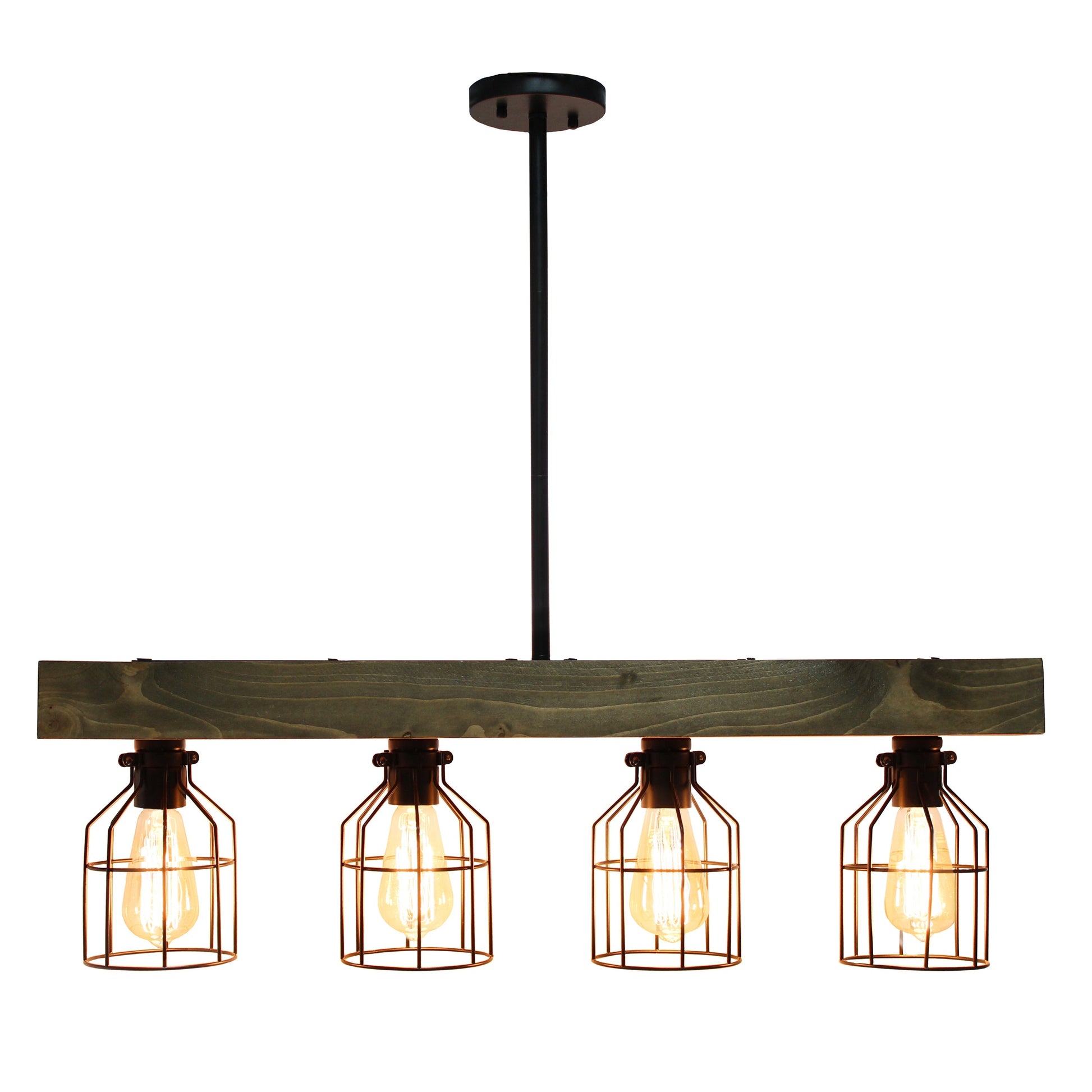 All The Rages Lalia Home 32" Restored Wood 4-Light Farmhouse Beam Pendant Light