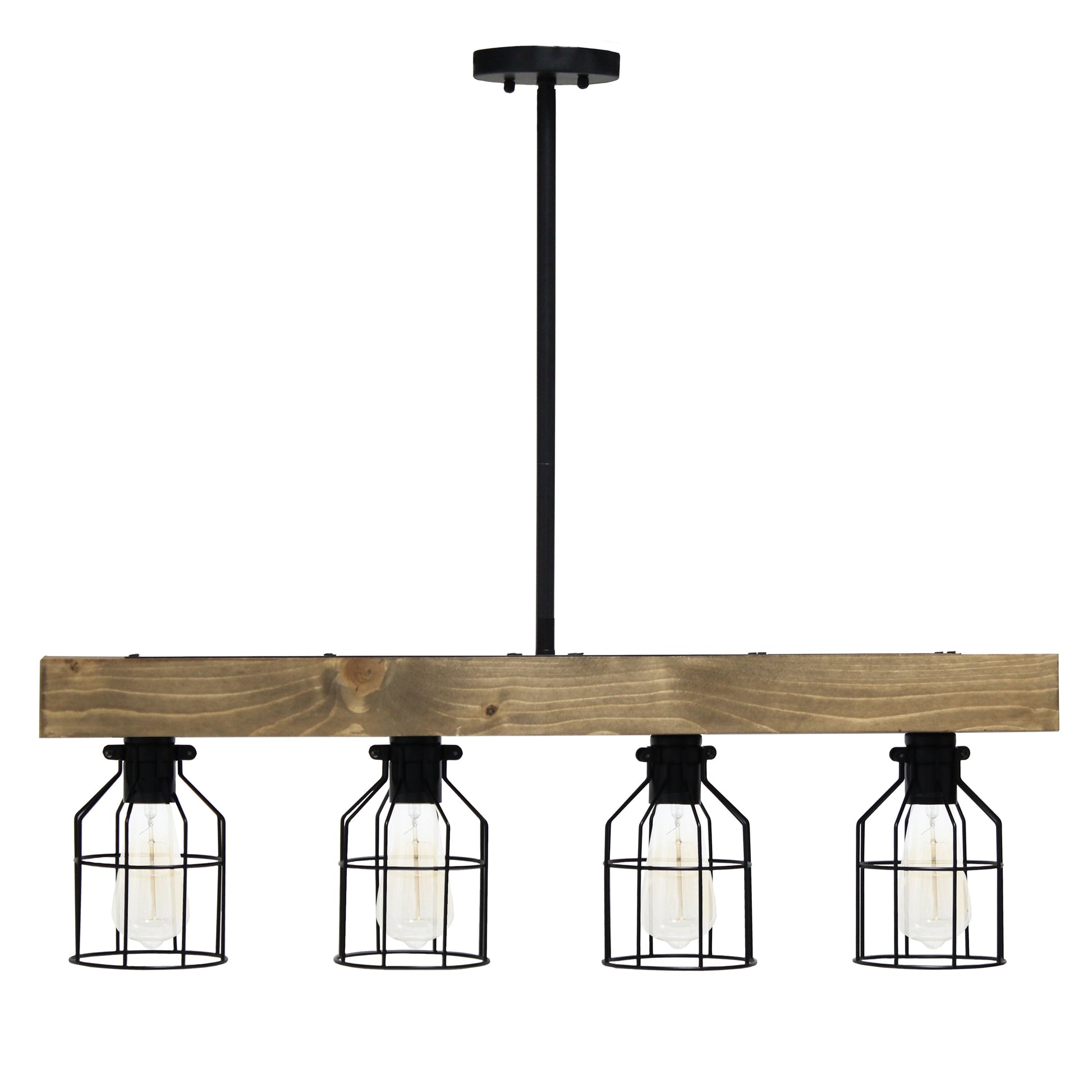 All The Rages Lalia Home 32" Restored Wood 4-Light Farmhouse Beam Pendant Light