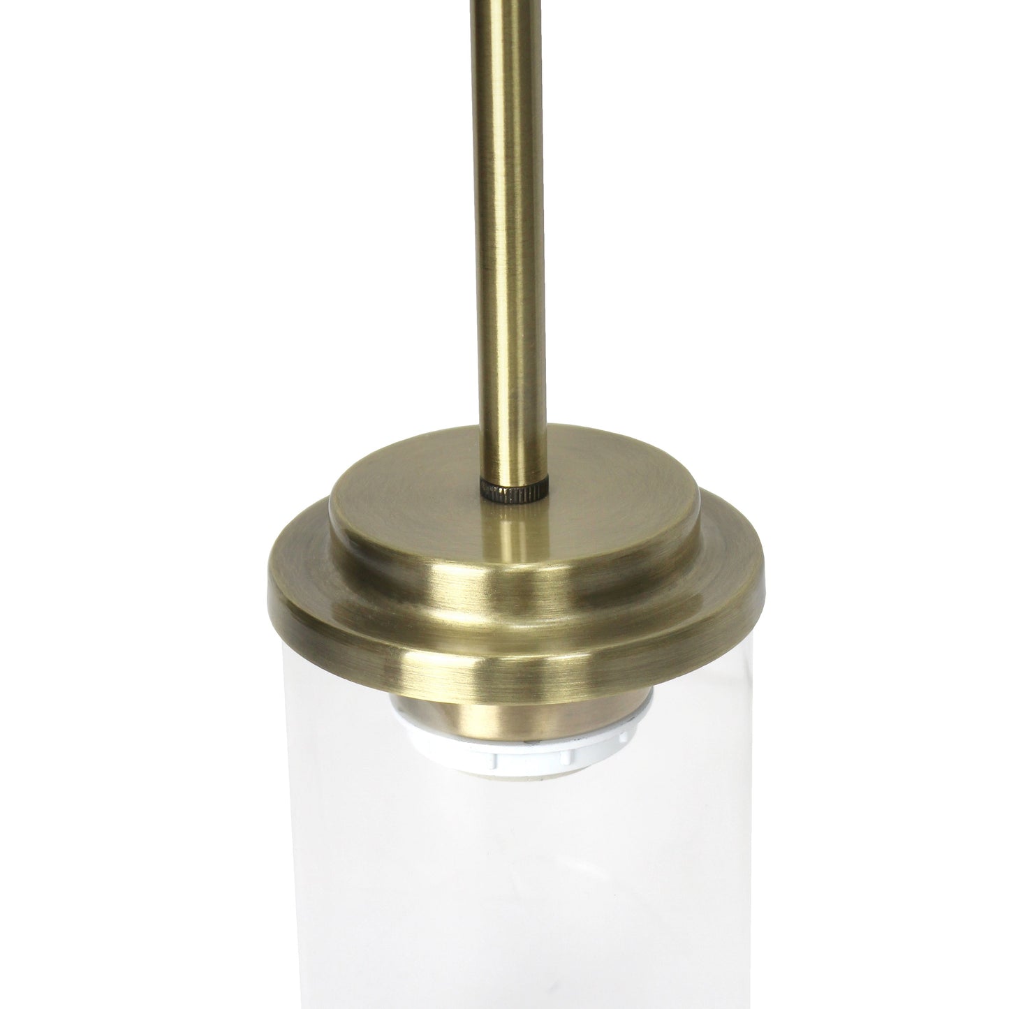 All The Rages Lalia Home 6" Antique Brass Minimal Industrial Farmhouse Adjustable Pendant Light With Clear Cylinder Glass Shade