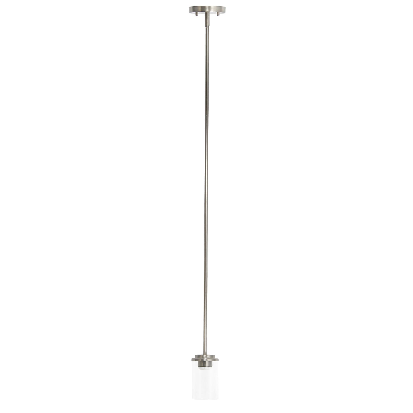 All The Rages Lalia Home 6" Brushed Nickel Minimal Industrial Farmhouse Adjustable Pendant Light With Clear Cylinder Glass Shade