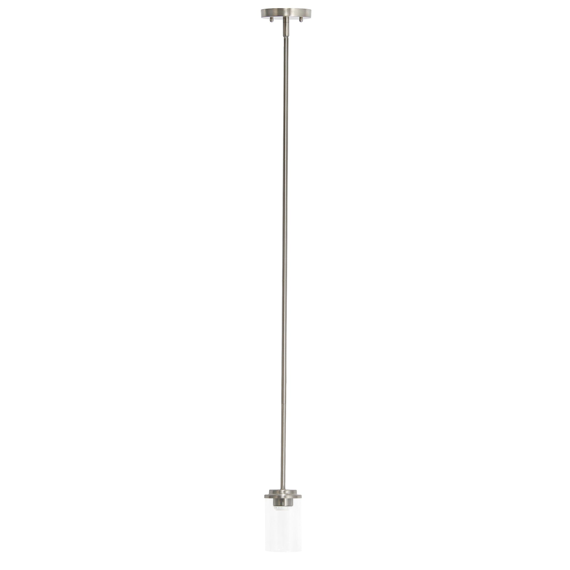 All The Rages Lalia Home 6" Brushed Nickel Minimal Industrial Farmhouse Adjustable Pendant Light With Clear Cylinder Glass Shade