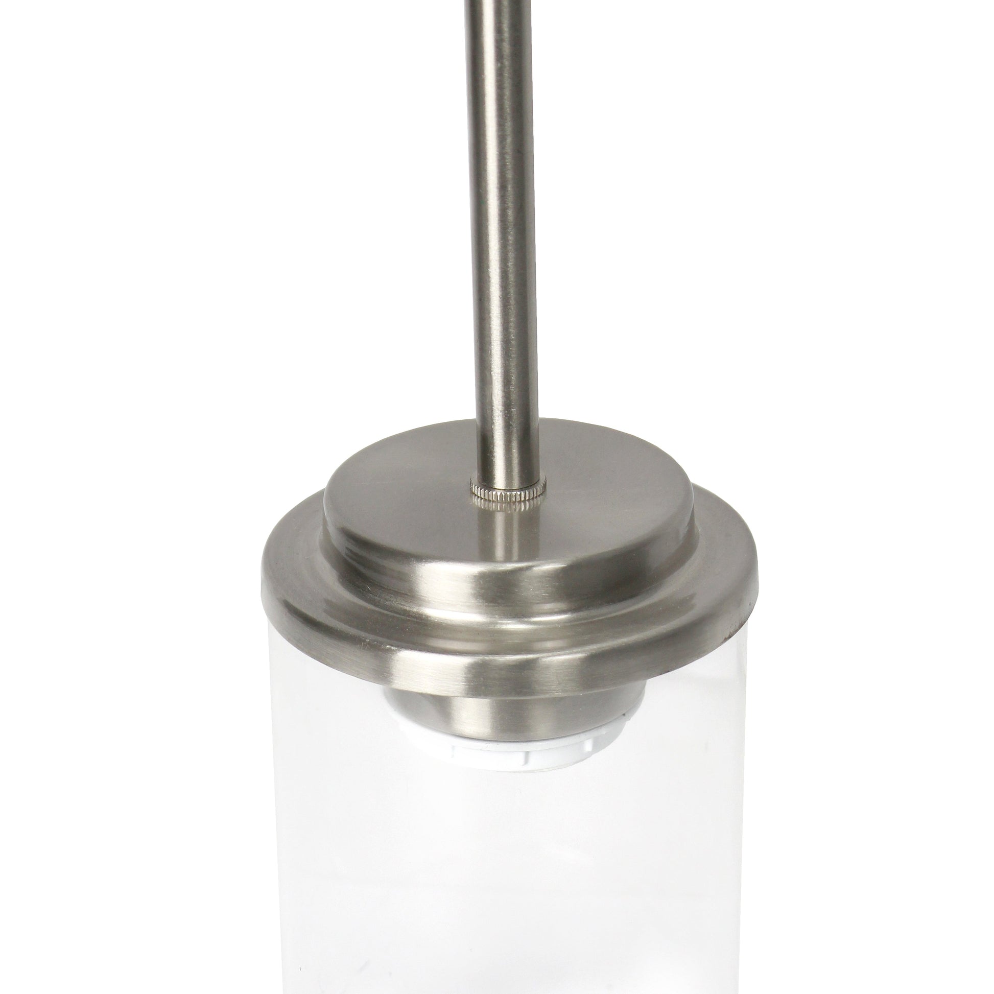 All The Rages Lalia Home 6" Brushed Nickel Minimal Industrial Farmhouse Adjustable Pendant Light With Clear Cylinder Glass Shade