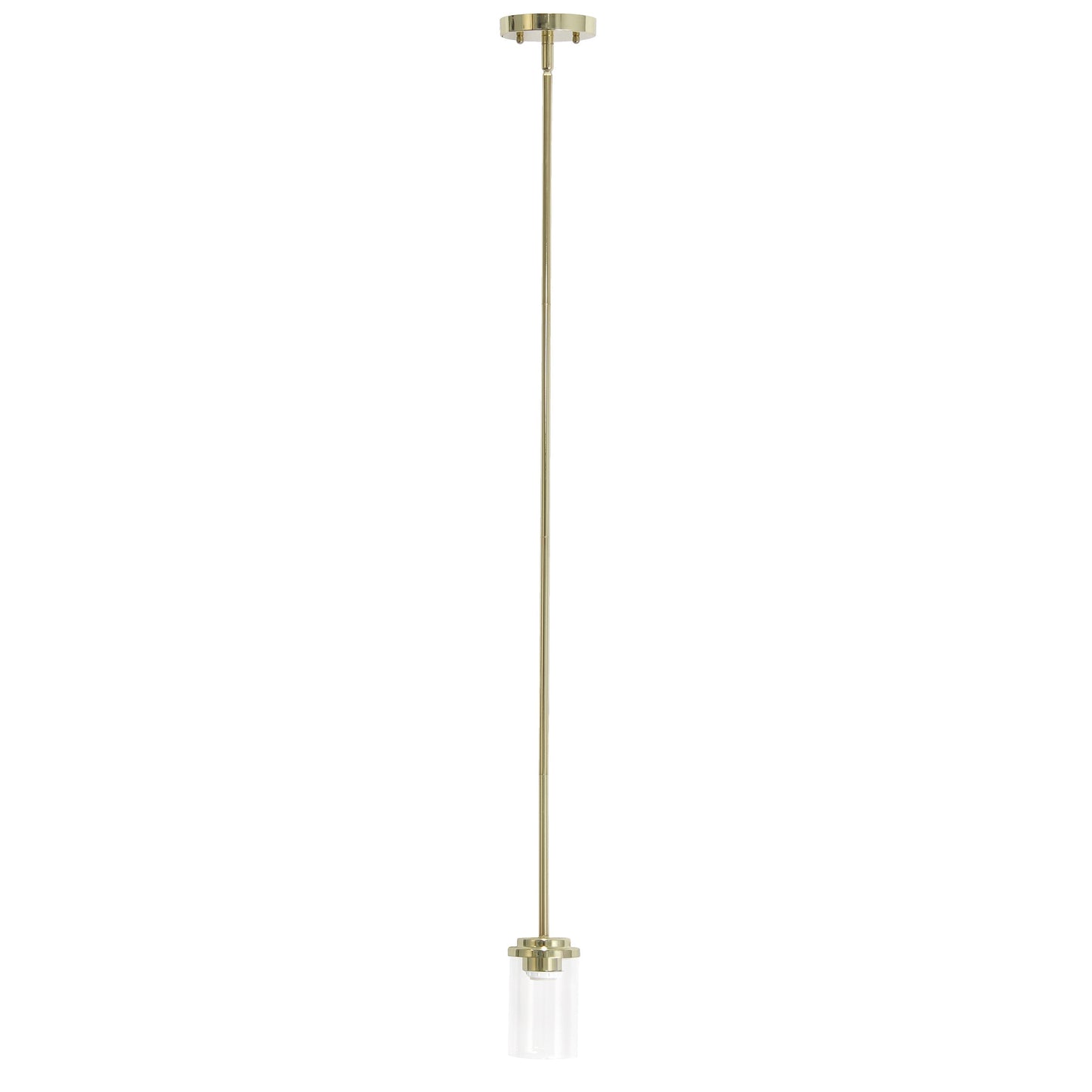 All The Rages Lalia Home 6" Gold Minimal Industrial Farmhouse Adjustable Pendant Light With Clear Cylinder Glass Shade