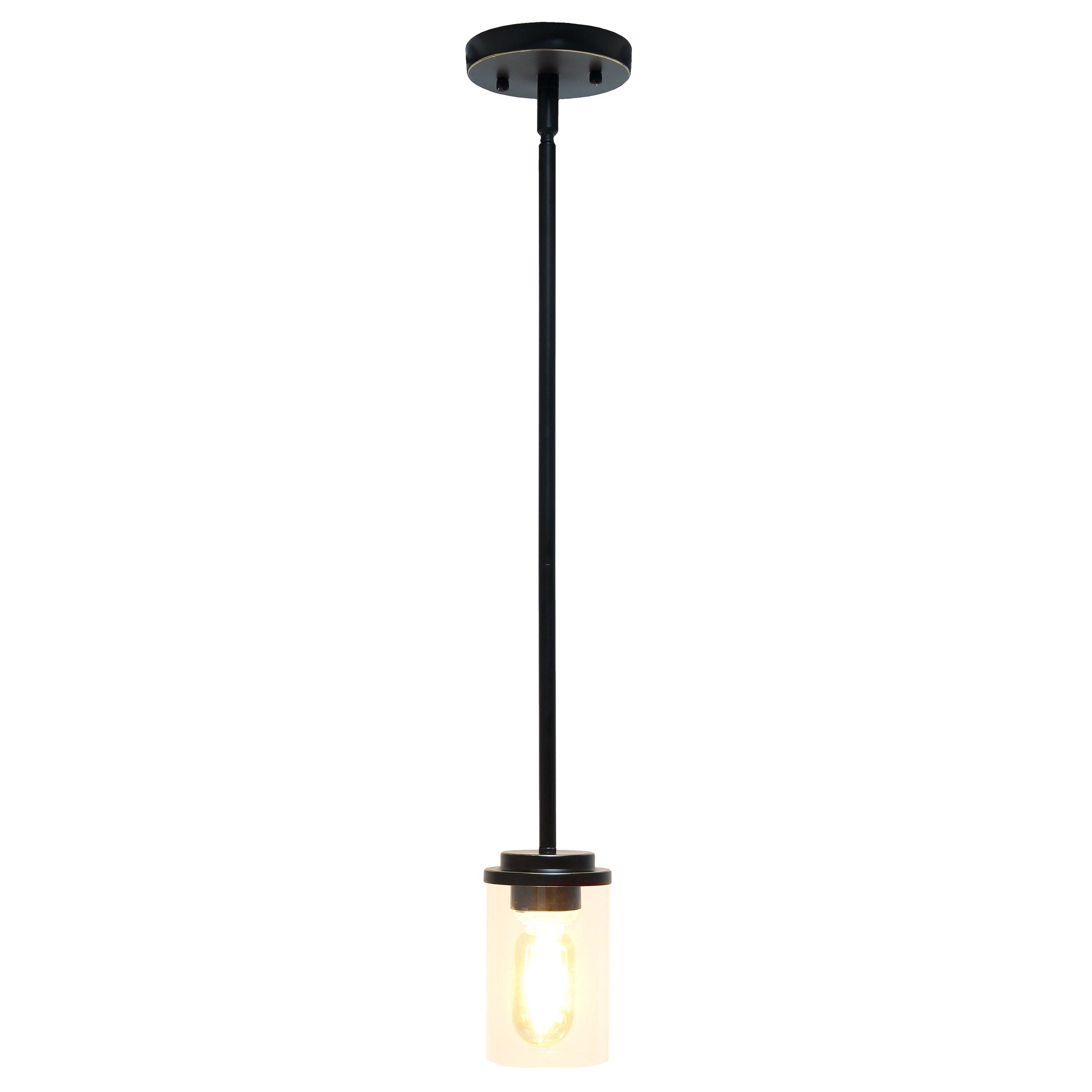 All The Rages Lalia Home 6" Restoration Bronze Minimal Industrial Farmhouse Adjustable Pendant Light With Clear Cylinder Glass Shade