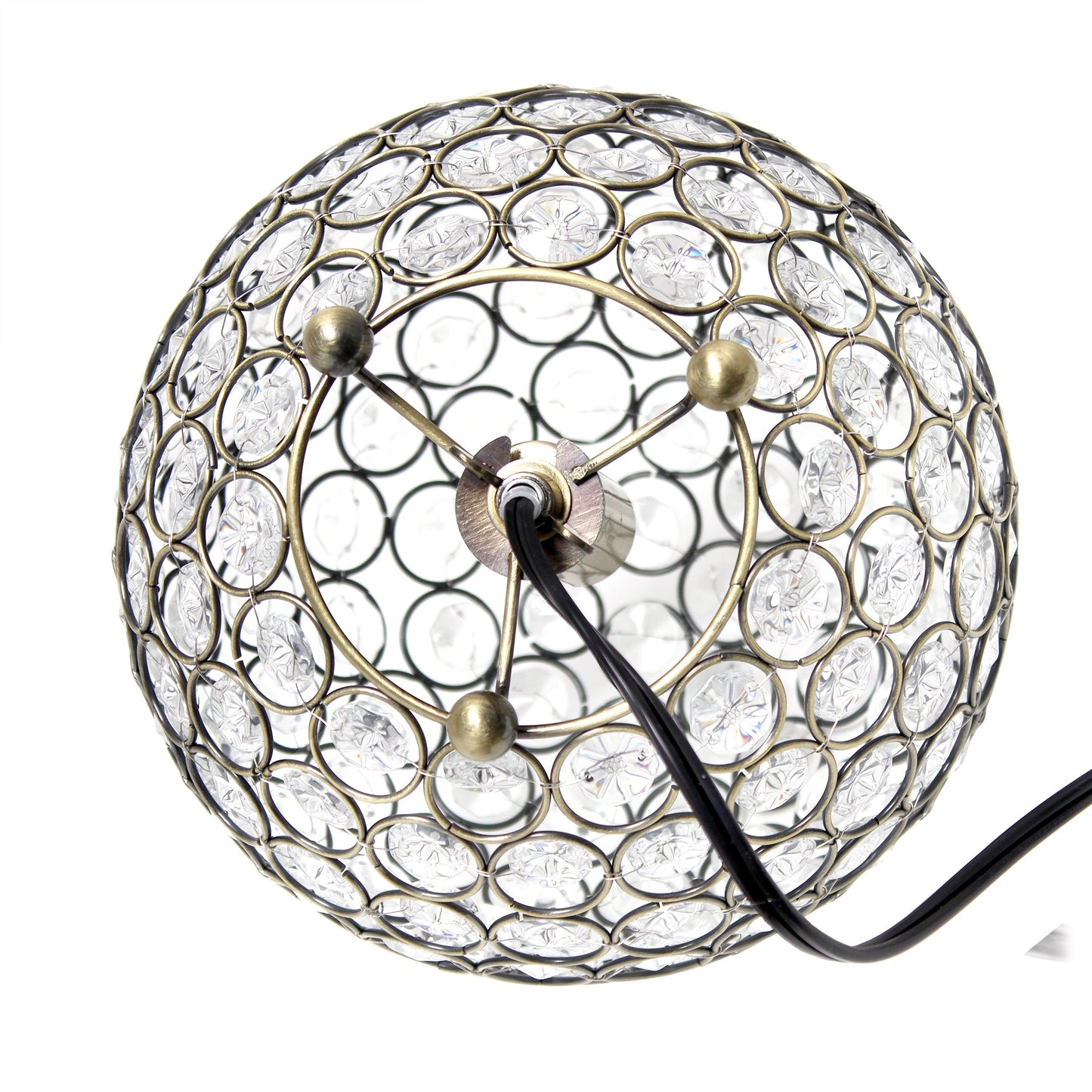 All The Rages Lalia Home 8" Antique Brass Elipse Contemporary Metal Crystal Round Sphere Glamorous Orb Table Lamp