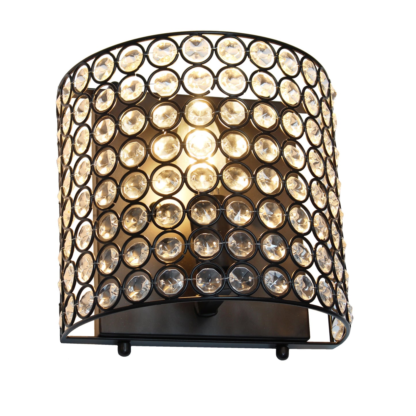 All The Rages Lalia Home 8" Black Modern Crystal & Metal Wall Sconce