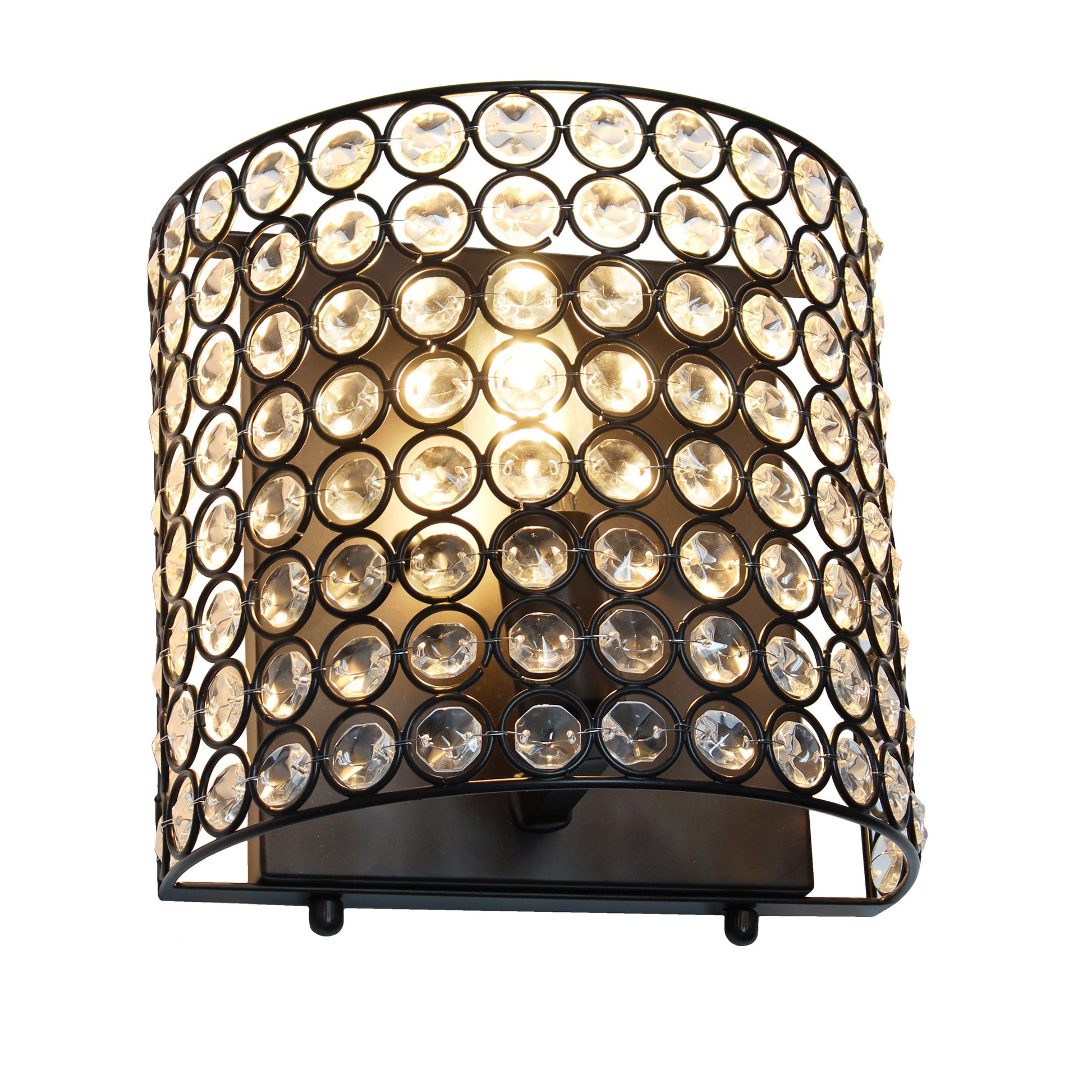 All The Rages Lalia Home 8" Black Modern Crystal & Metal Wall Sconce