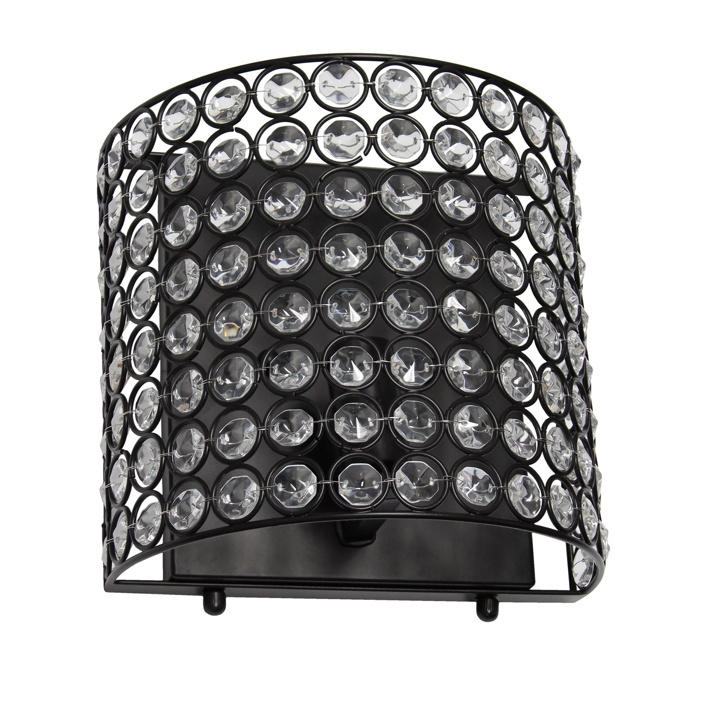 All The Rages Lalia Home 8" Black Modern Crystal & Metal Wall Sconce
