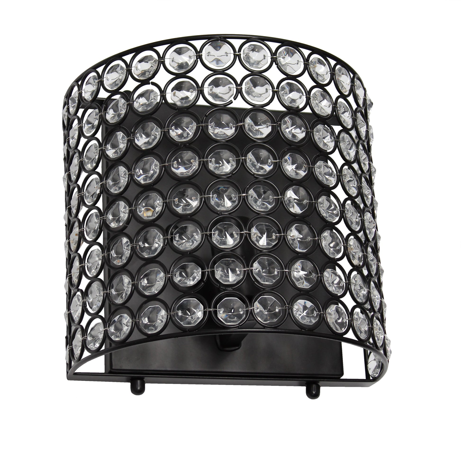 All The Rages Lalia Home 8" Black Modern Crystal & Metal Wall Sconce