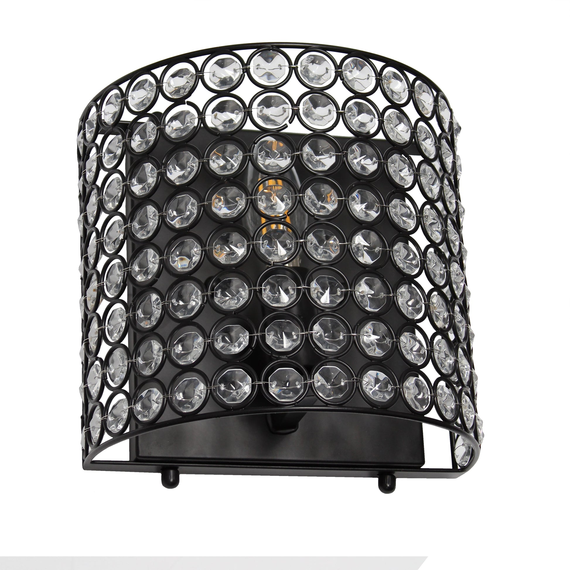 All The Rages Lalia Home 8" Black Modern Crystal & Metal Wall Sconce