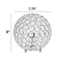 All The Rages Lalia Home 8" Chrome Elipse Contemporary Metal Crystal Round Sphere Glamorous Orb Table Lamp