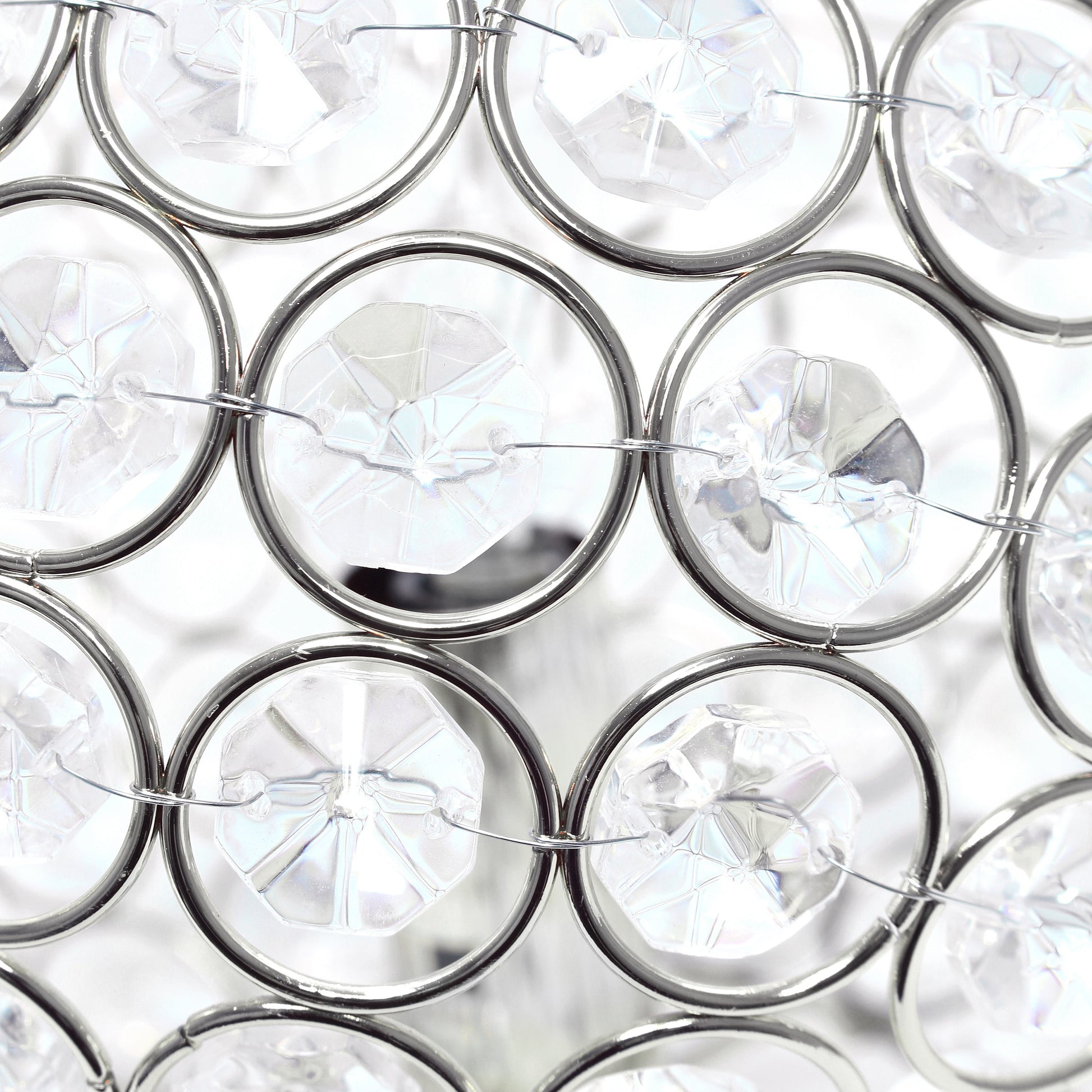 All The Rages Lalia Home 8" Chrome Elipse Contemporary Metal Crystal Round Sphere Glamorous Orb Table Lamp