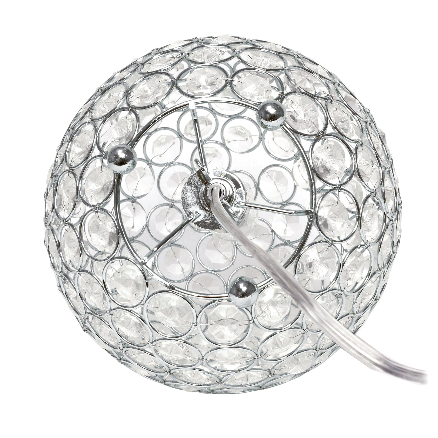 All The Rages Lalia Home 8" Chrome Elipse Contemporary Metal Crystal Round Sphere Glamorous Orb Table Lamp