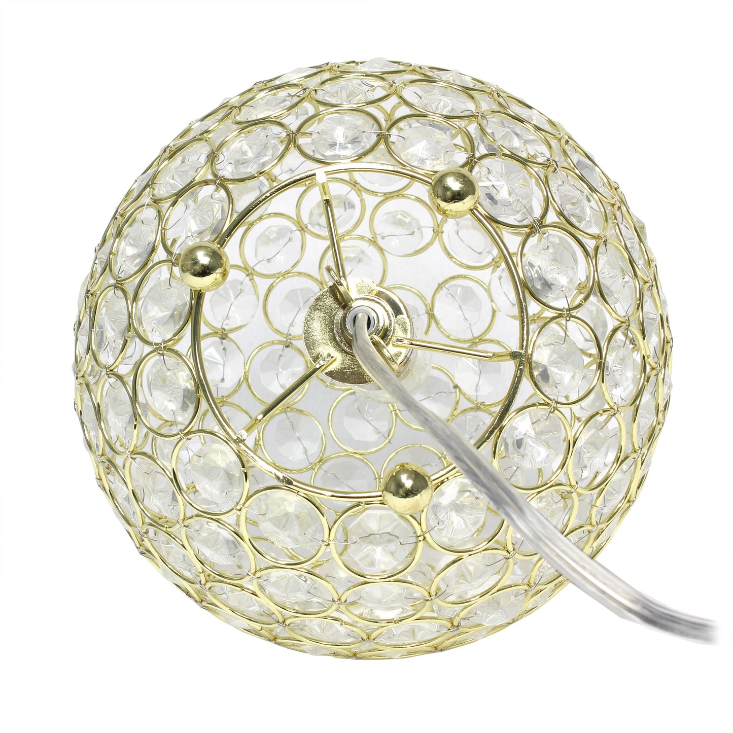 All The Rages Lalia Home 8" Gold Elipse Contemporary Metal Crystal Round Sphere Glamorous Orb Table Lamp
