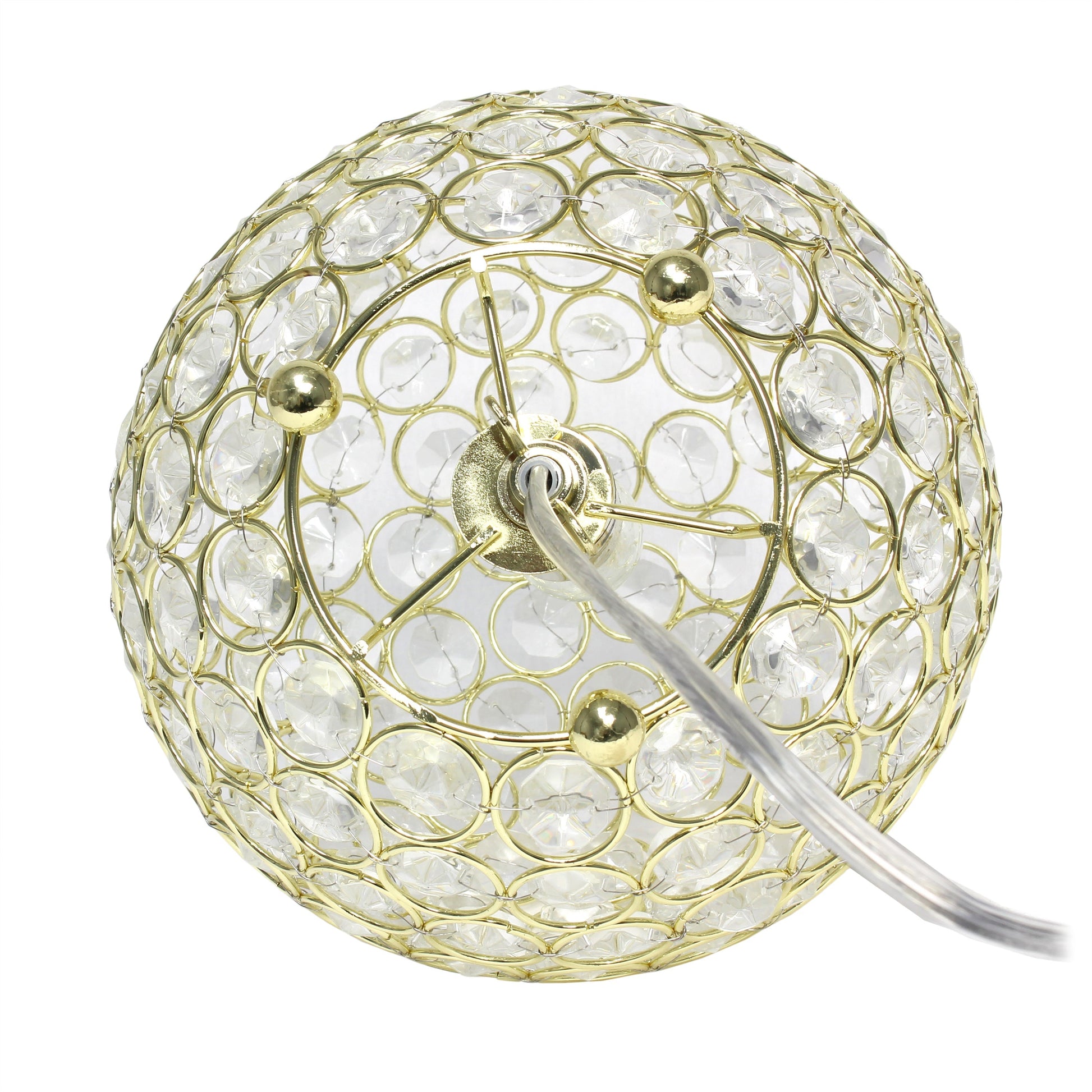 All The Rages Lalia Home 8" Gold Elipse Contemporary Metal Crystal Round Sphere Glamorous Orb Table Lamp