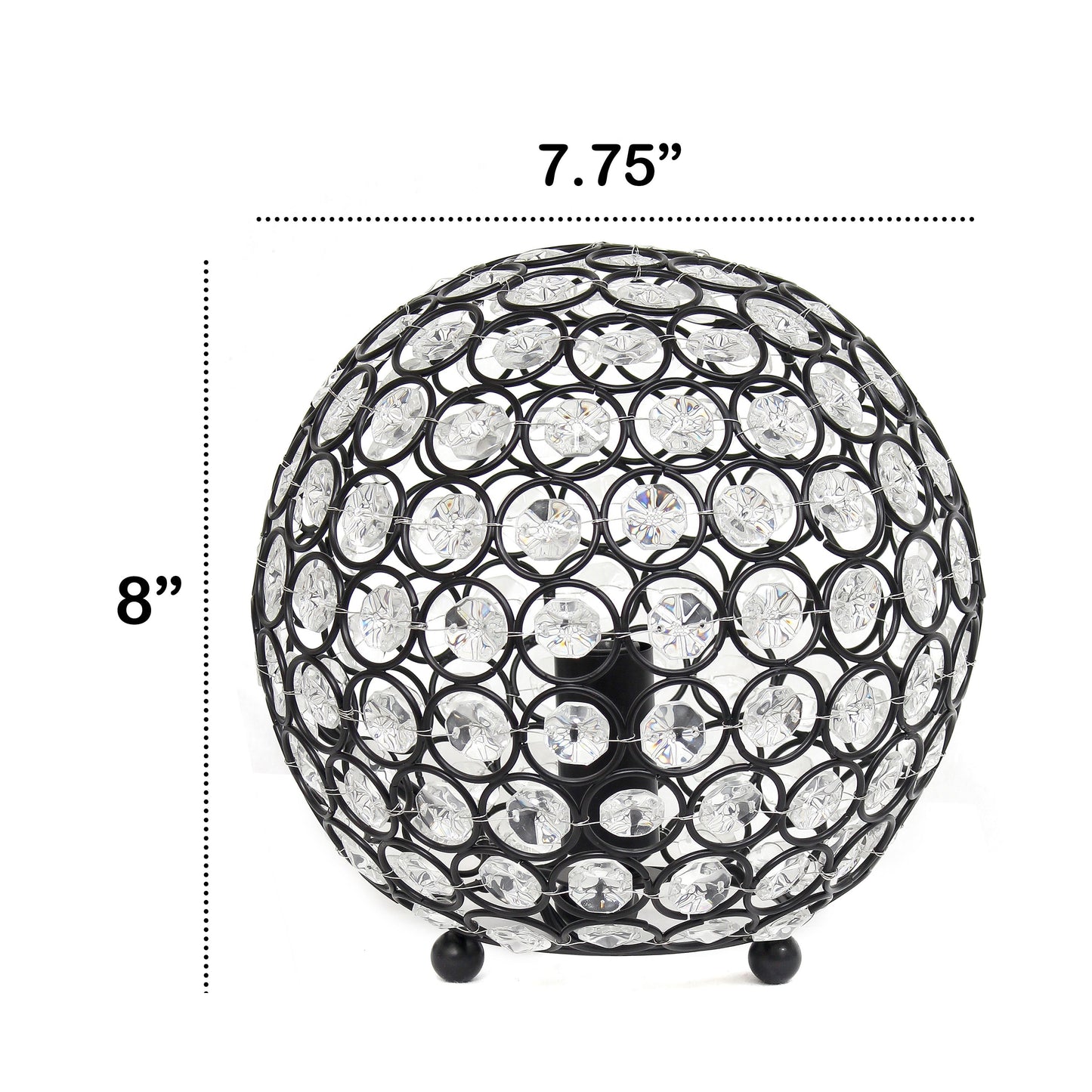 All The Rages Lalia Home 8" Restoration Bronze Elipse Contemporary Metal Crystal Round Sphere Glamorous Orb Table Lamp