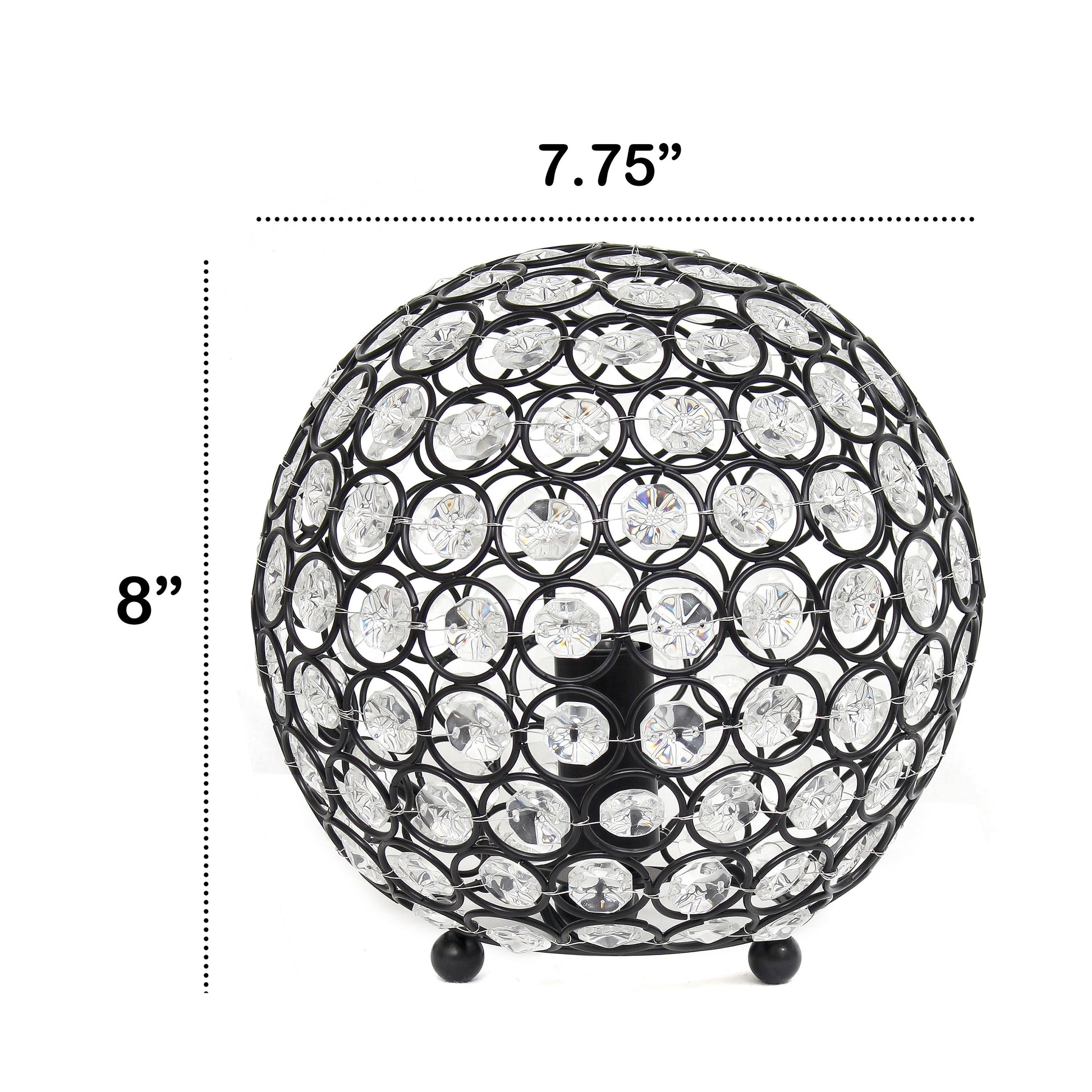 All The Rages Lalia Home 8" Restoration Bronze Elipse Contemporary Metal Crystal Round Sphere Glamorous Orb Table Lamp