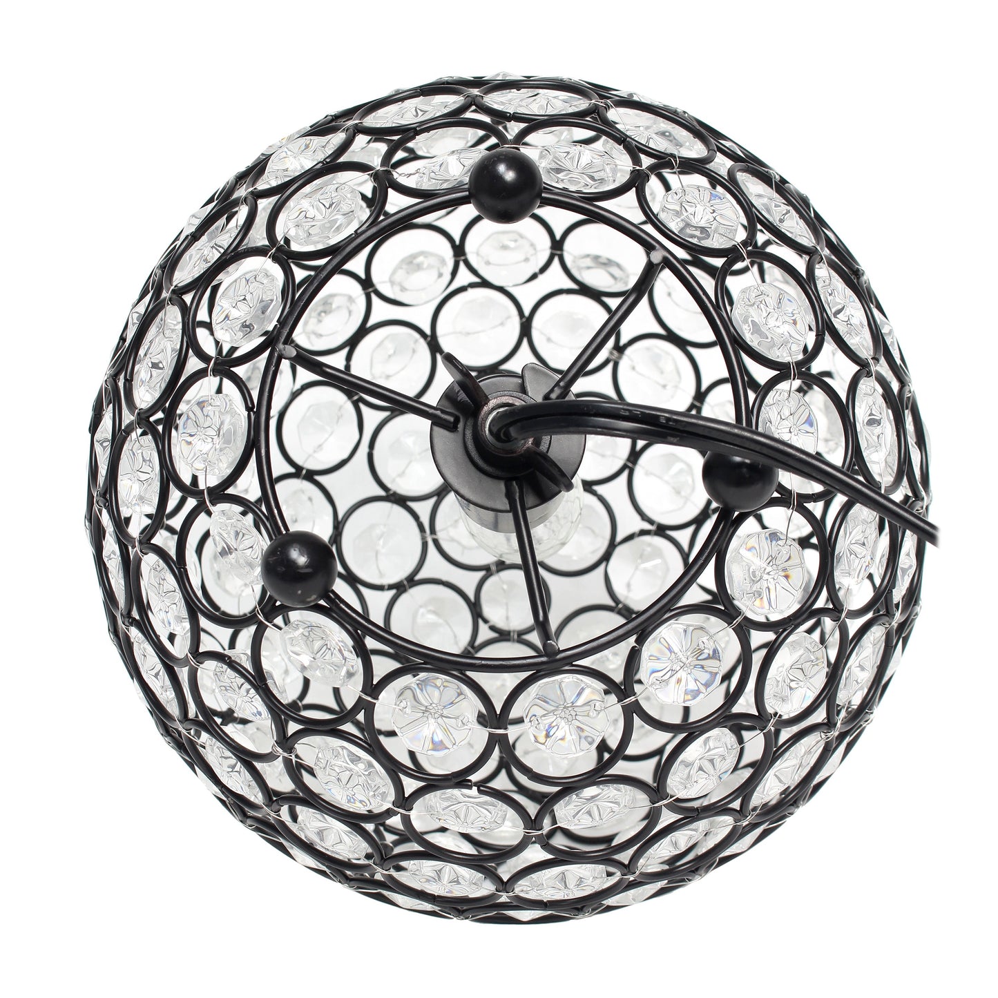 All The Rages Lalia Home 8" Restoration Bronze Elipse Contemporary Metal Crystal Round Sphere Glamorous Orb Table Lamp