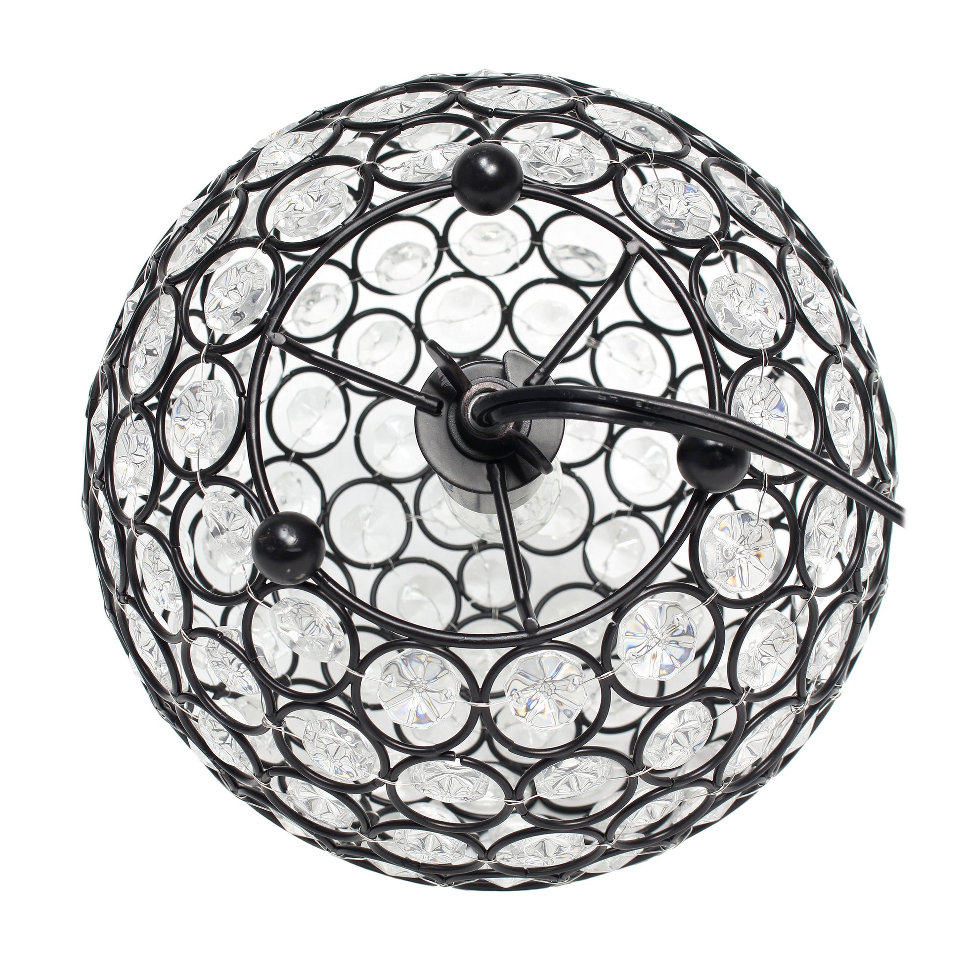 All The Rages Lalia Home 8" Restoration Bronze Elipse Contemporary Metal Crystal Round Sphere Glamorous Orb Table Lamp