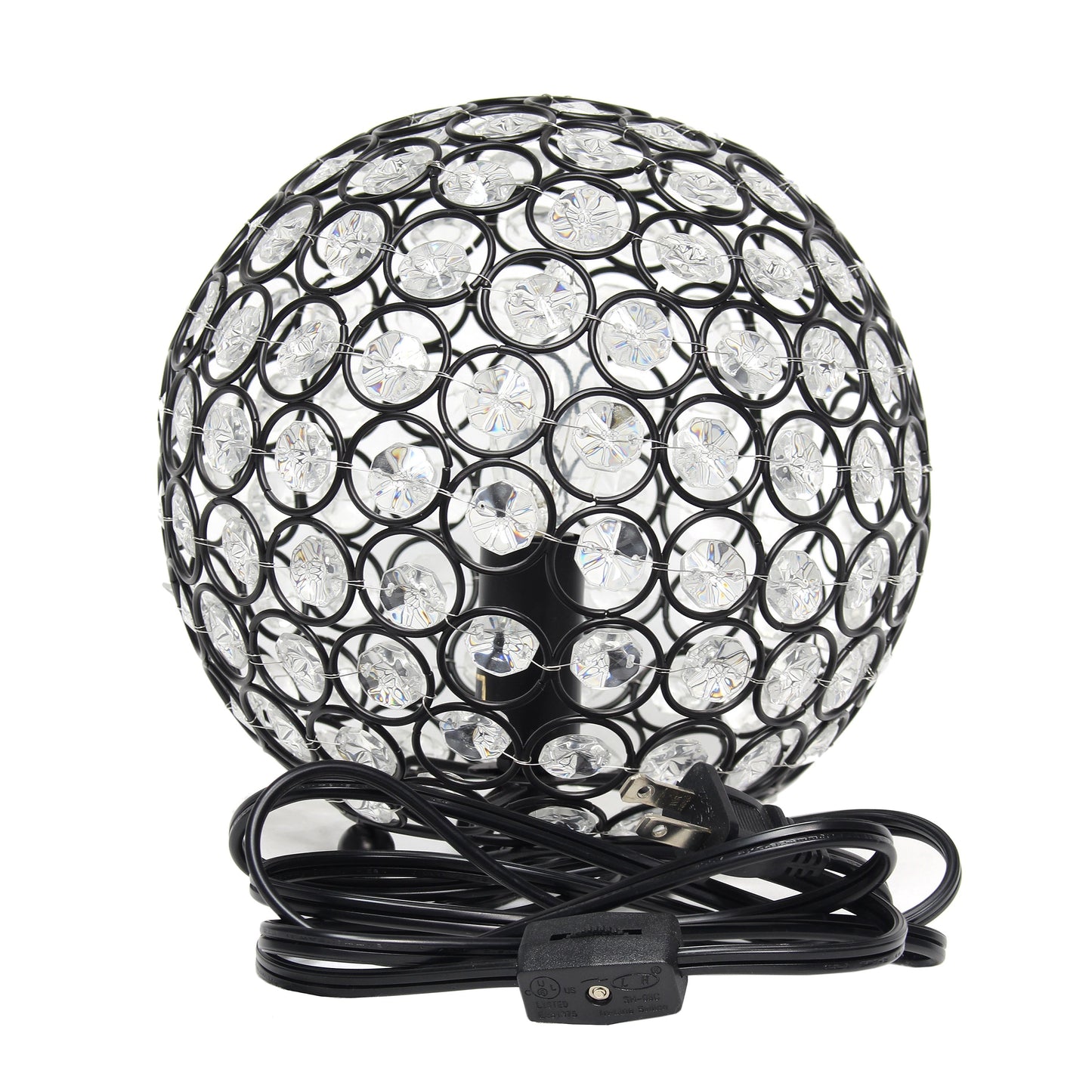 All The Rages Lalia Home 8" Restoration Bronze Elipse Contemporary Metal Crystal Round Sphere Glamorous Orb Table Lamp