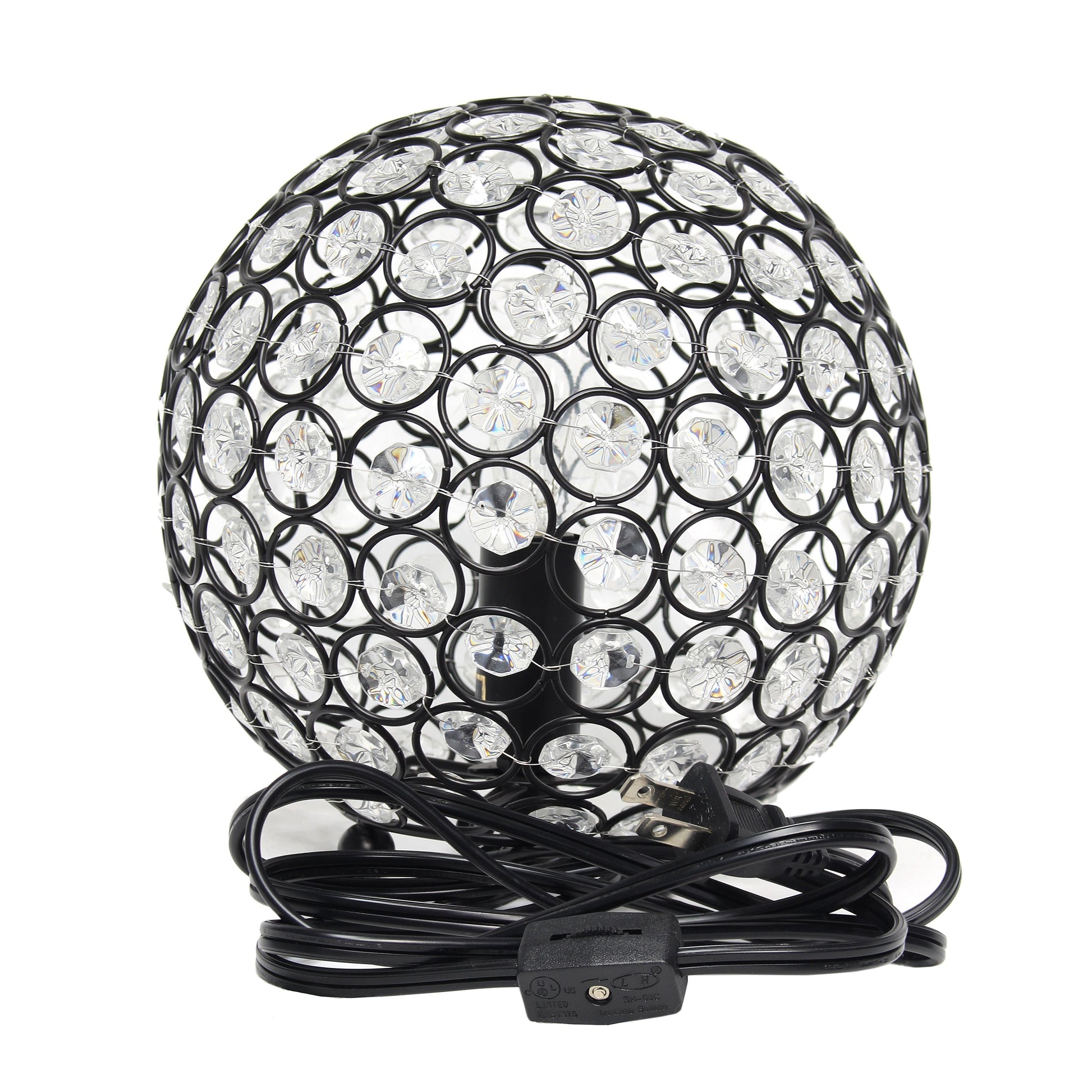All The Rages Lalia Home 8" Restoration Bronze Elipse Contemporary Metal Crystal Round Sphere Glamorous Orb Table Lamp