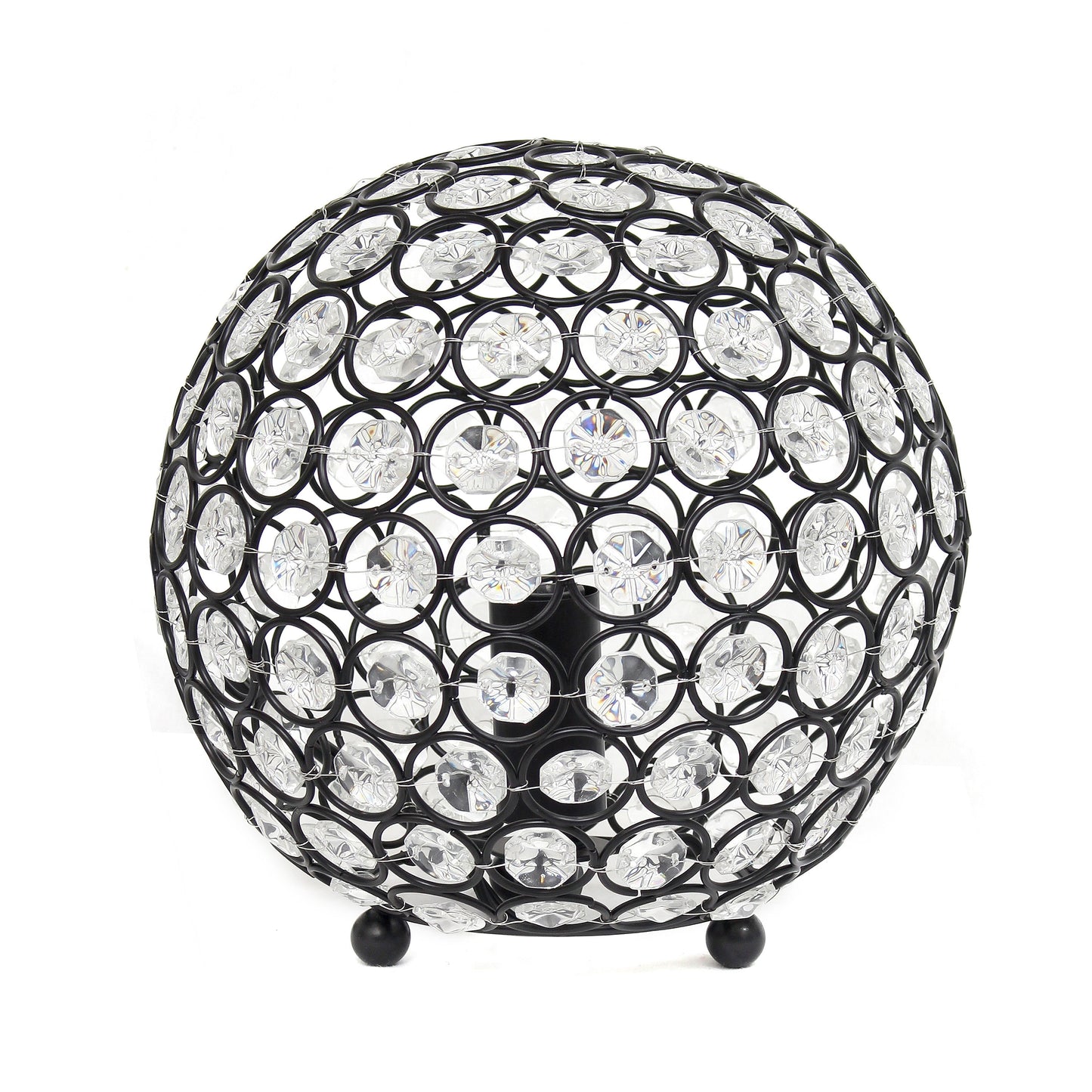 All The Rages Lalia Home 8" Restoration Bronze Elipse Contemporary Metal Crystal Round Sphere Glamorous Orb Table Lamp