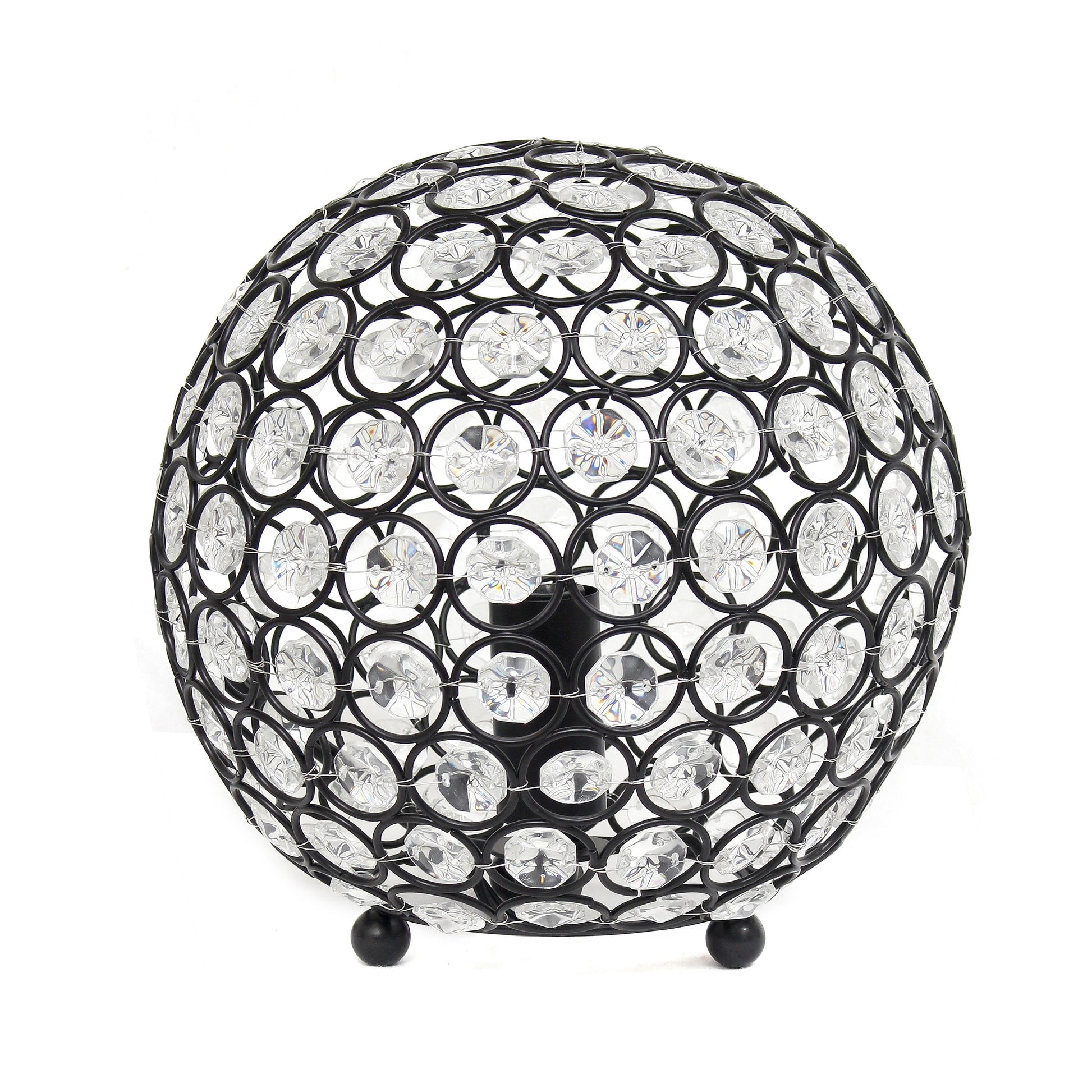 All The Rages Lalia Home 8" Restoration Bronze Elipse Contemporary Metal Crystal Round Sphere Glamorous Orb Table Lamp