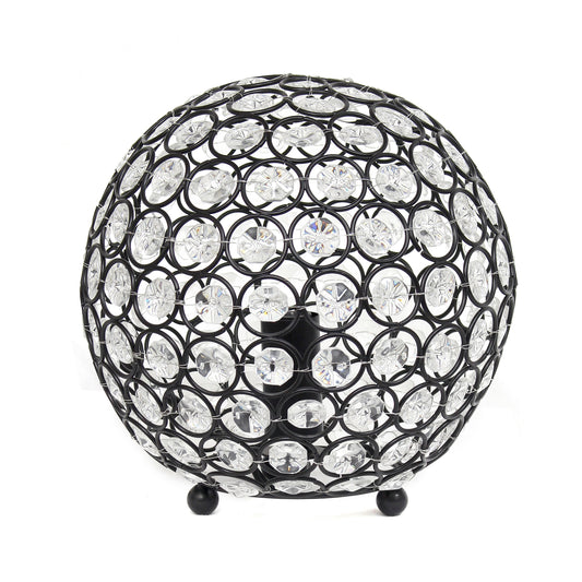 All The Rages Lalia Home 8" Restoration Bronze Elipse Contemporary Metal Crystal Round Sphere Glamorous Orb Table Lamp