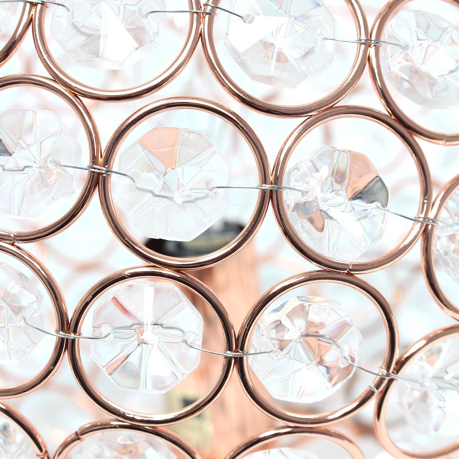 All The Rages Lalia Home 8" Rose Gold Elipse Contemporary Metal Crystal Round Sphere Glamorous Orb Table Lamp