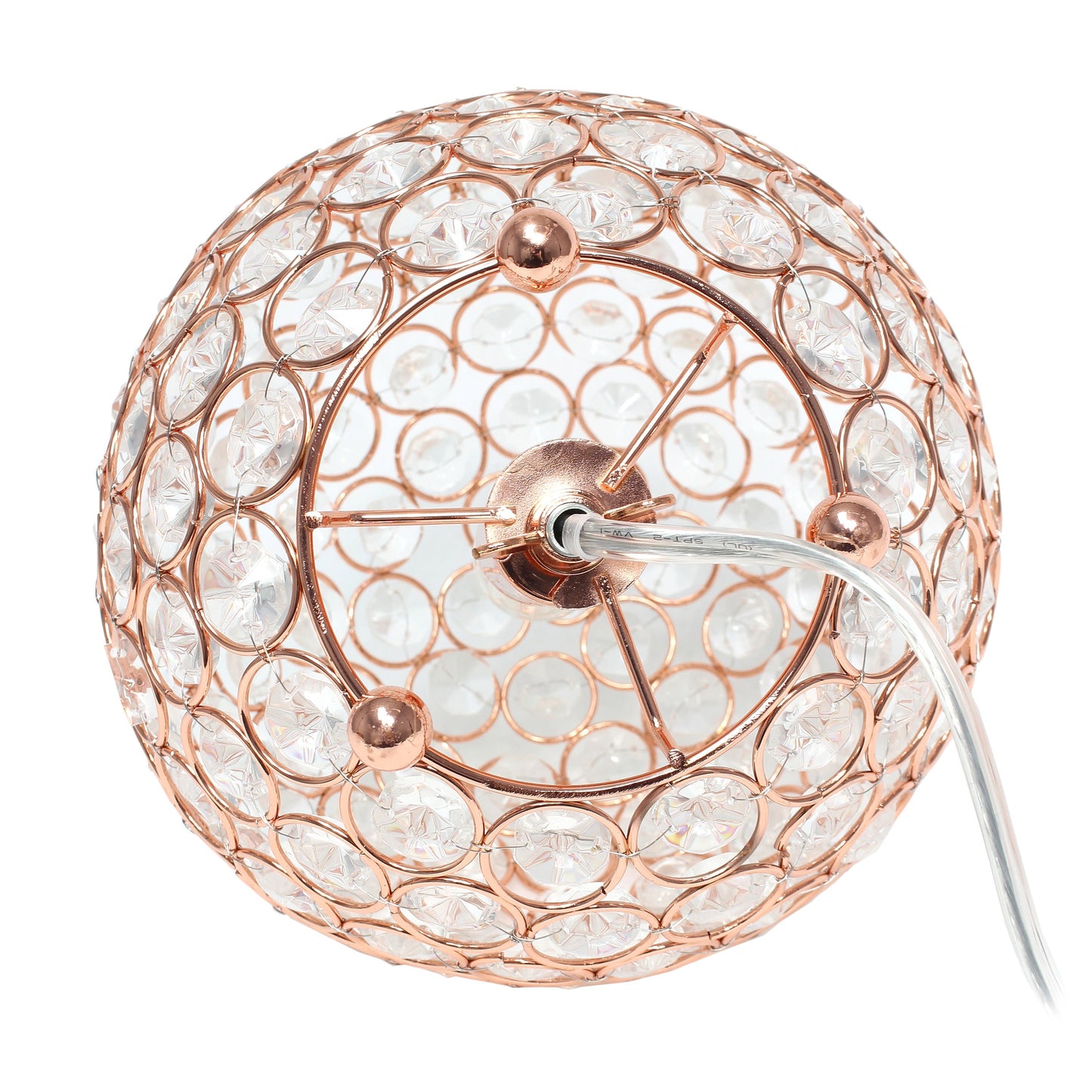 All The Rages Lalia Home 8" Rose Gold Elipse Contemporary Metal Crystal Round Sphere Glamorous Orb Table Lamp