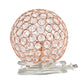 All The Rages Lalia Home 8" Rose Gold Elipse Contemporary Metal Crystal Round Sphere Glamorous Orb Table Lamp