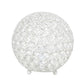 All The Rages Lalia Home 8" White Elipse Contemporary Metal Crystal Round Sphere Glamorous Orb Table Lamp