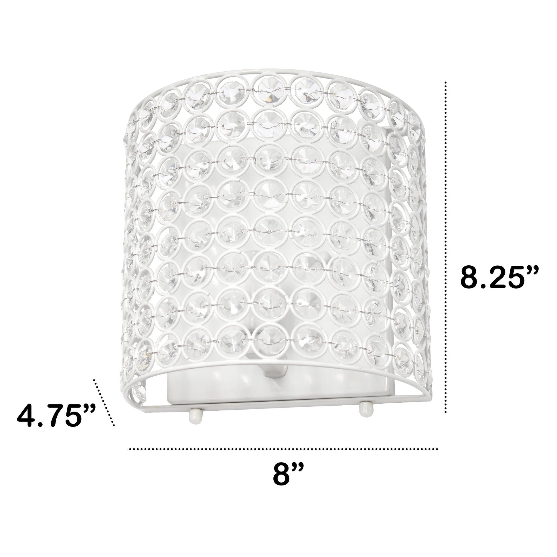 All The Rages Lalia Home 8" White Modern Crystal & Metal Wall Sconce