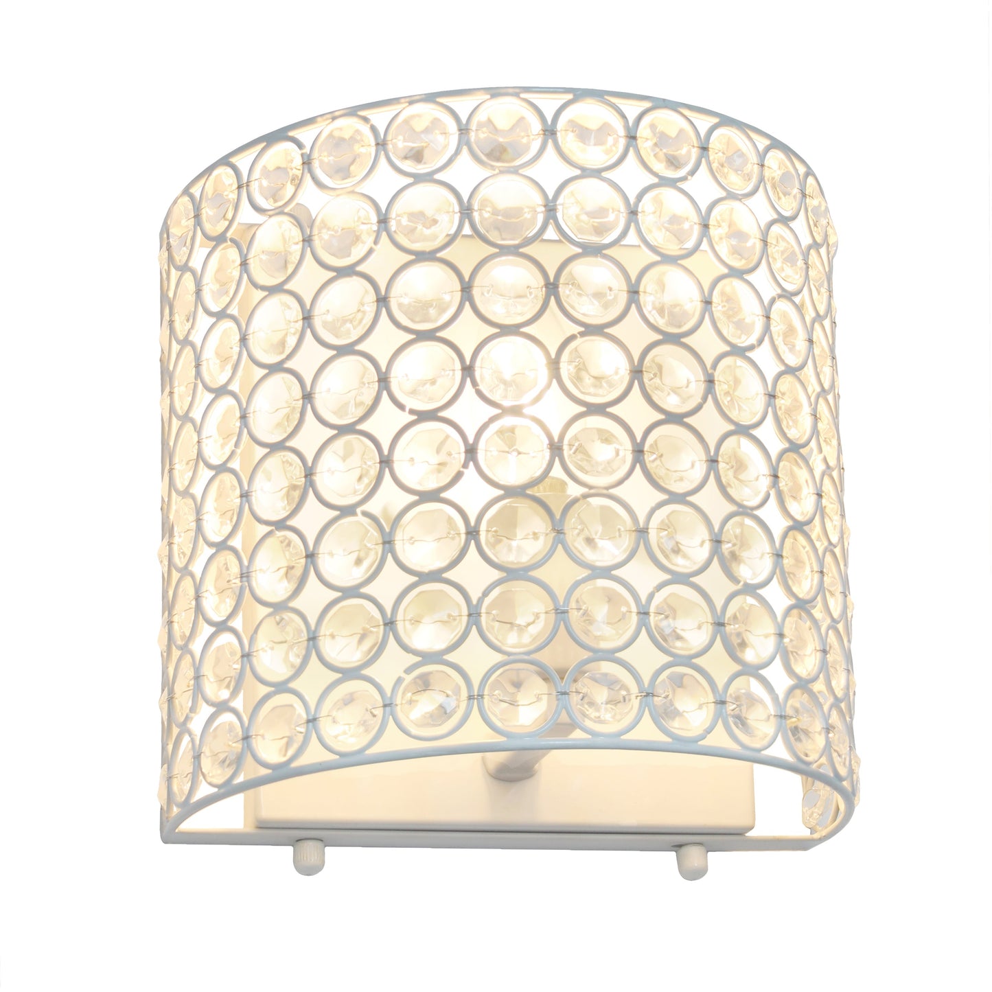 All The Rages Lalia Home 8" White Modern Crystal & Metal Wall Sconce