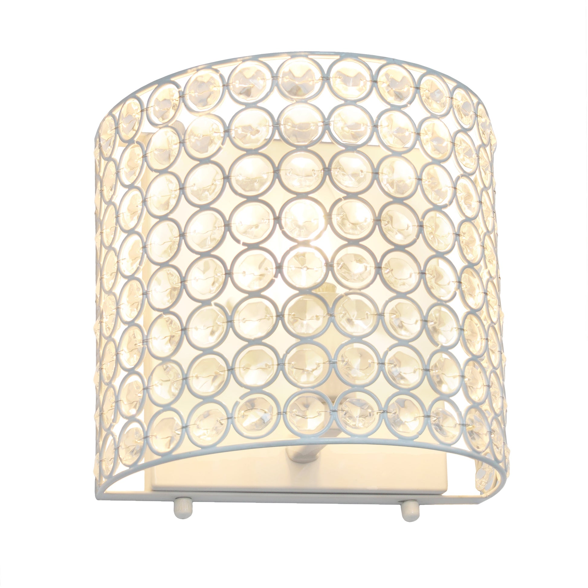 All The Rages Lalia Home 8" White Modern Crystal & Metal Wall Sconce