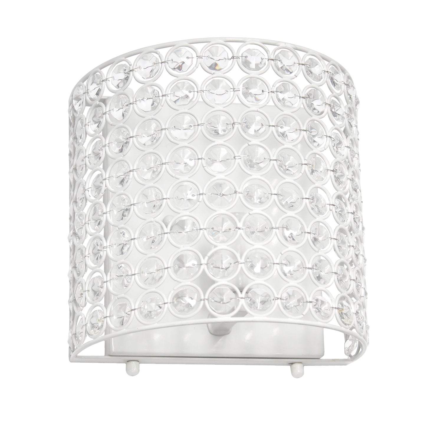 All The Rages Lalia Home 8" White Modern Crystal & Metal Wall Sconce